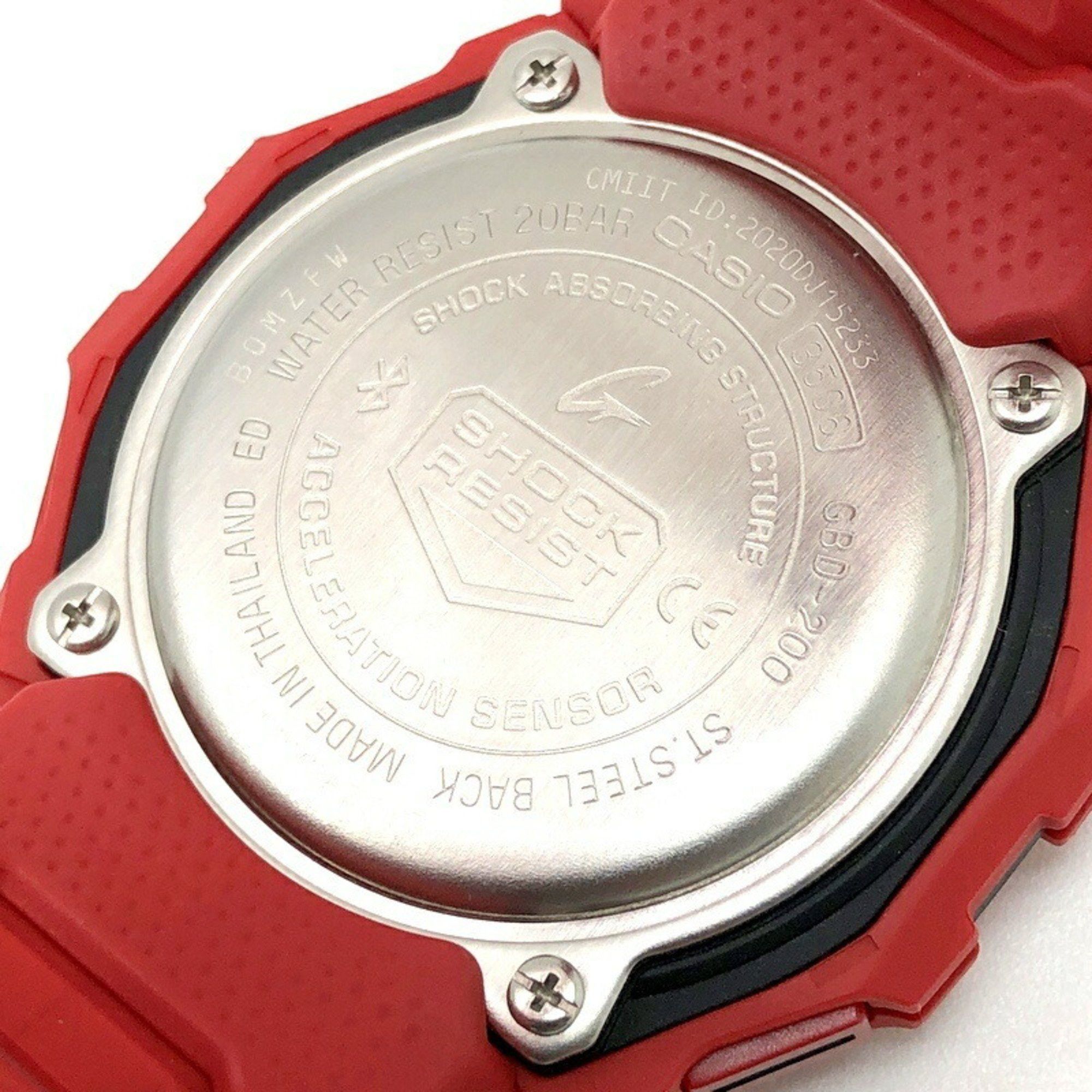 Casio G-SHOCK CASIO Watch GBD-200RD-4 G-SQUAD Smartwatch Acceleration sensor Equipped with Bluetooth communication function Mobile link Distance measurement LED backlight Red x black WEB exclusive Released in December 2021 Mikunigaoka store Size ONE SIZE - 8 Thumbnail