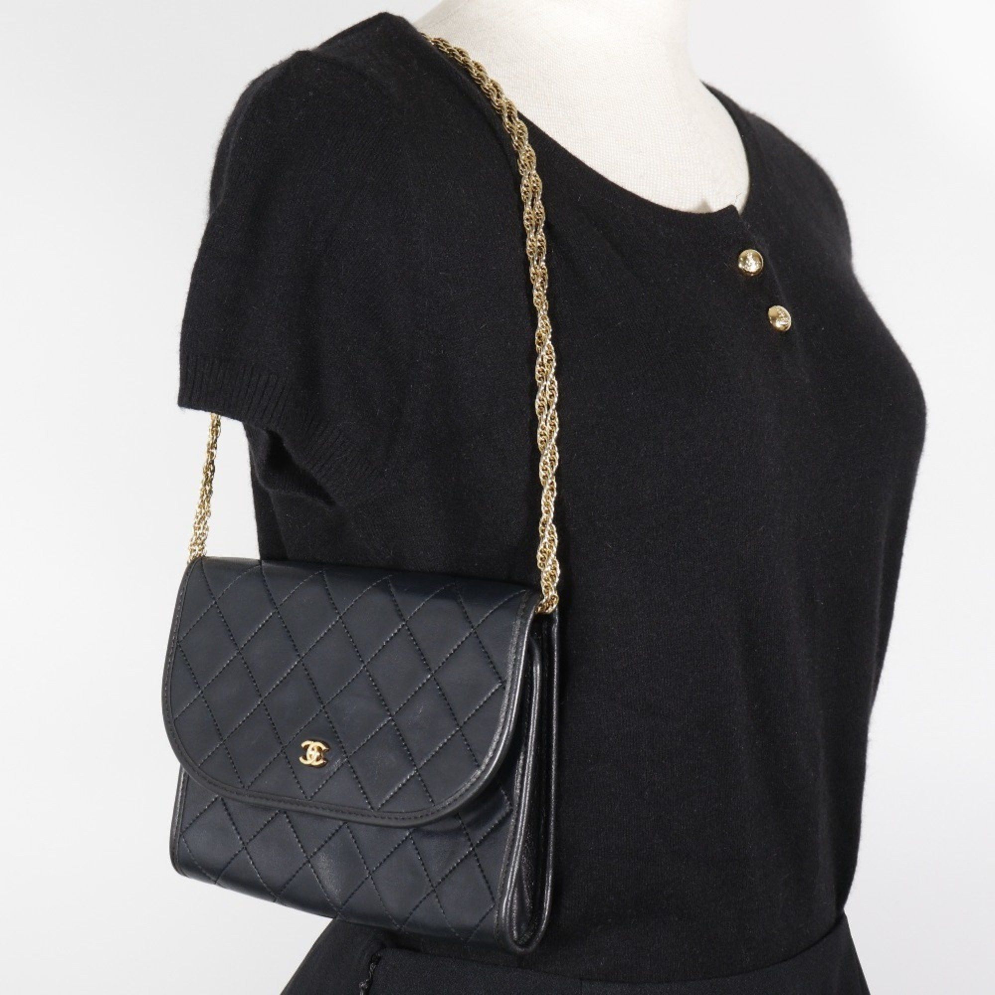 Chanel CHANEL Matelasse Mini/AGNEAU TANNE Shoulder Bag Chain Pochette C00060 Lambskin Black Snap Button Women's T141925934 Size ONE SIZE - 17 Thumbnail