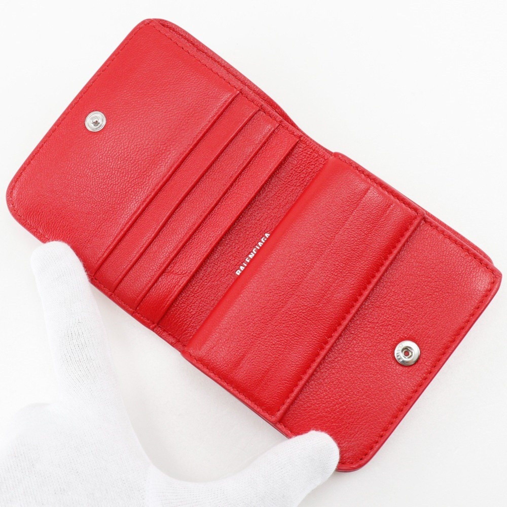 Balenciaga BALENCIAGA BB Bi-fold Wallet 601474 Leather Red Snap Button Logo Women's S140825867 Size ONE SIZE - 5 Thumbnail