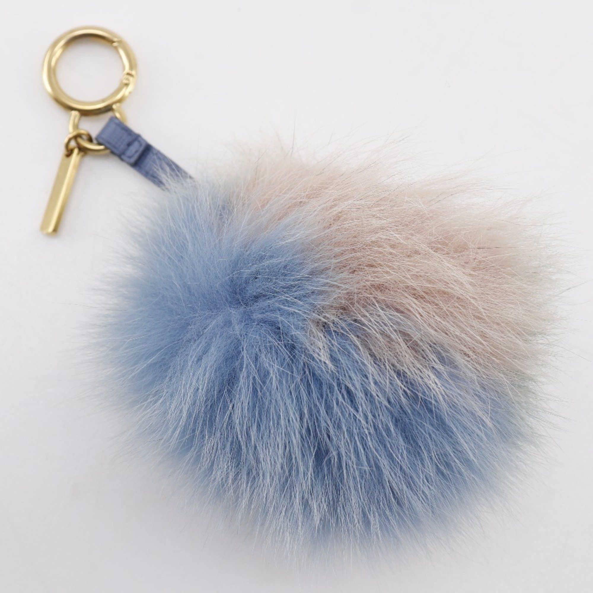 Fendi FENDI Pom pom charm, fur 7AR259, leather x fox, blue/green/pink, women's Size ONE SIZE - 3 Thumbnail