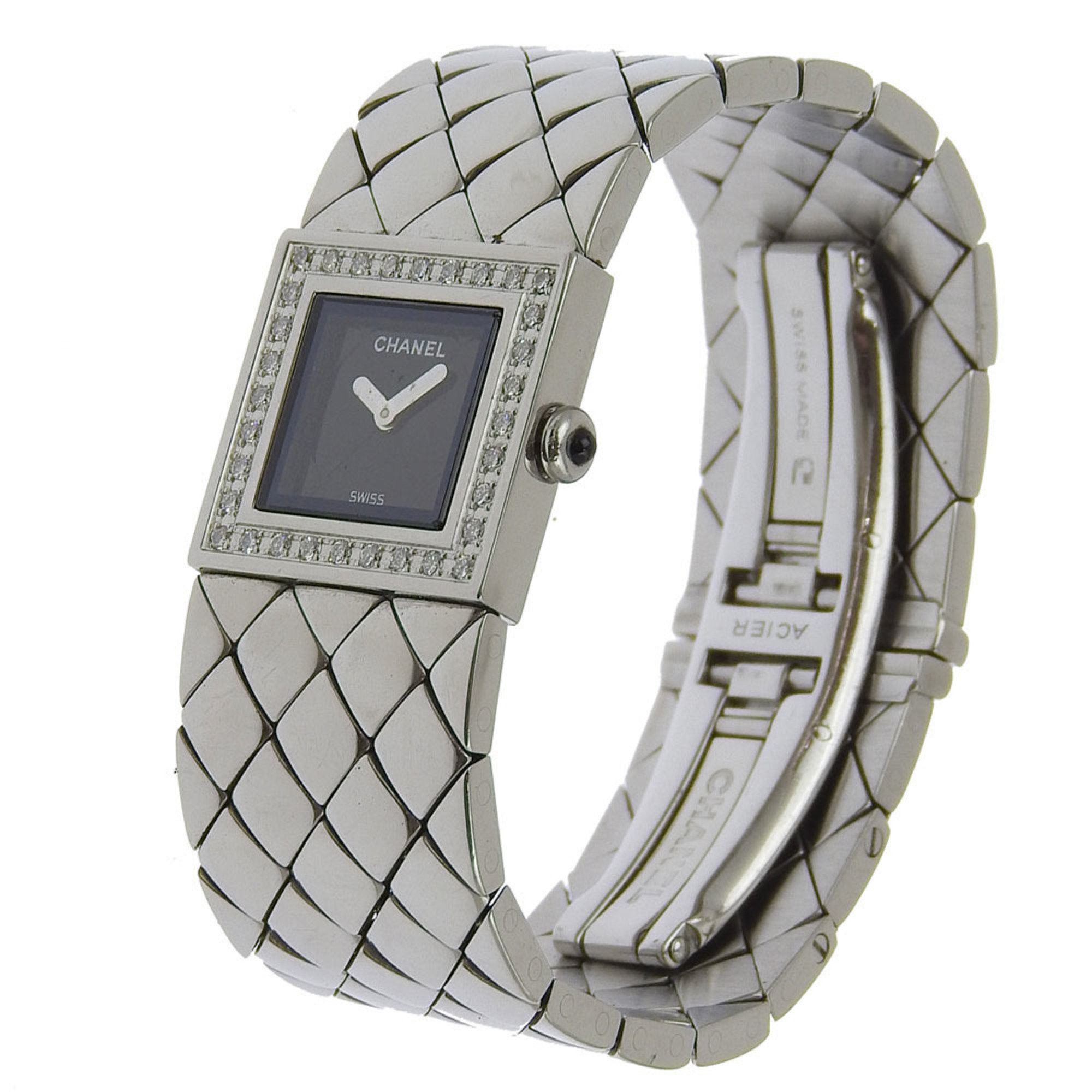 Chanel CHANEL Matelasse Watch Diamond Bezel H0489 Stainless Steel Quartz Analog Display Black Dial Women's I213024033 Size ONE SIZE - 2 Thumbnail