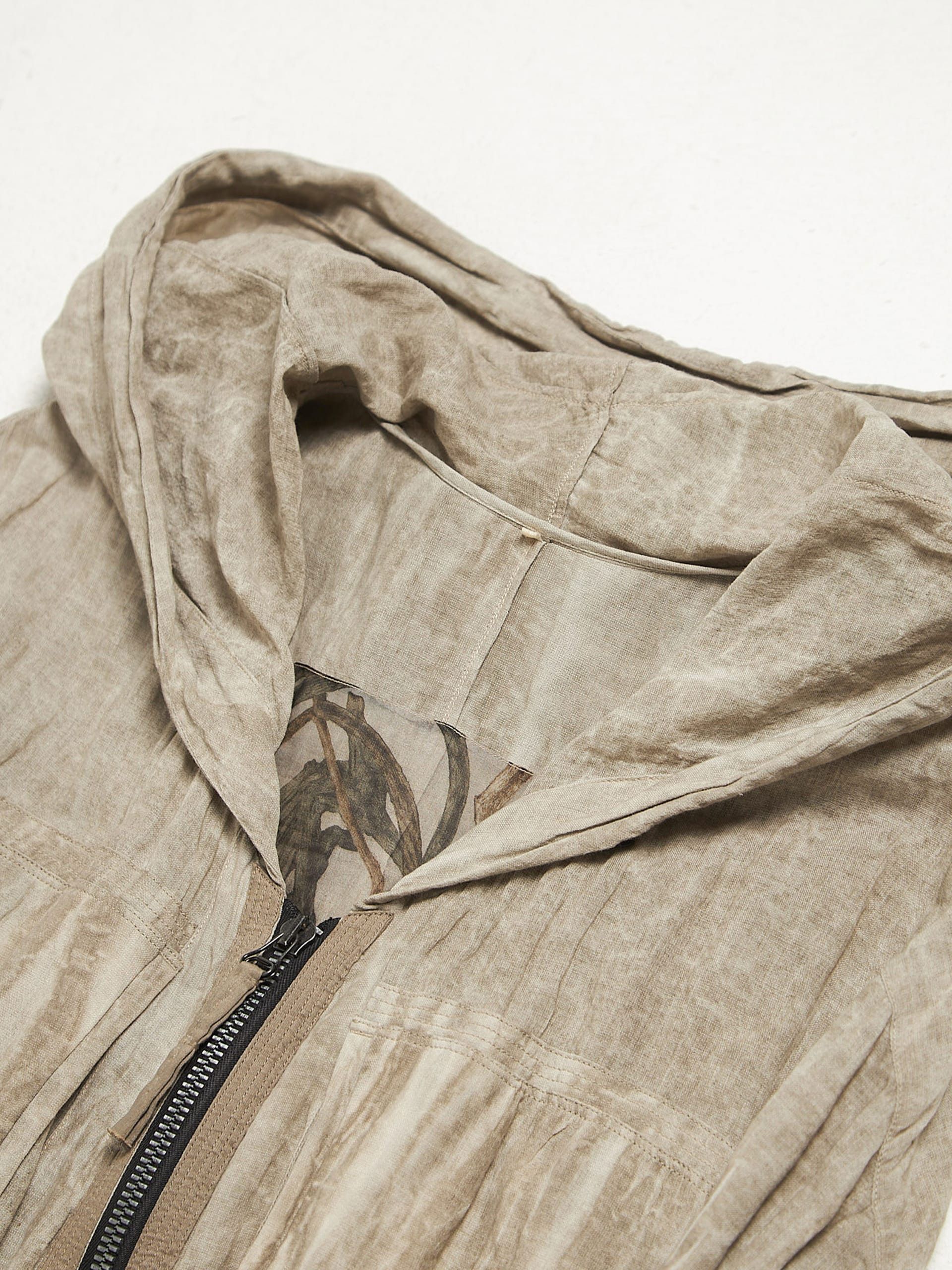 Ziggy Chen Gray Washed Deconstructed Hooded Cupro Coat Size US L / EU 52-54 / 3 - 3 Thumbnail