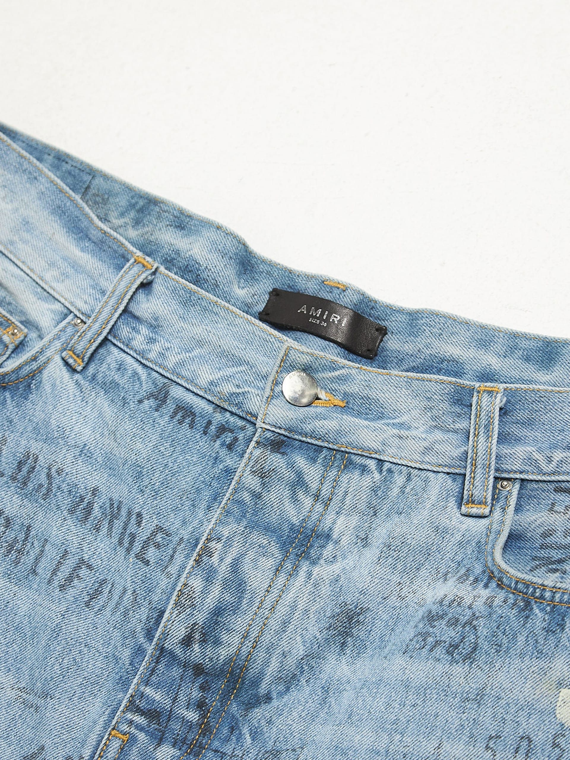 Amiri Blue Washed Denim Logo Printed Cotton Shorts Size US 36 / EU 52 - 3 Thumbnail