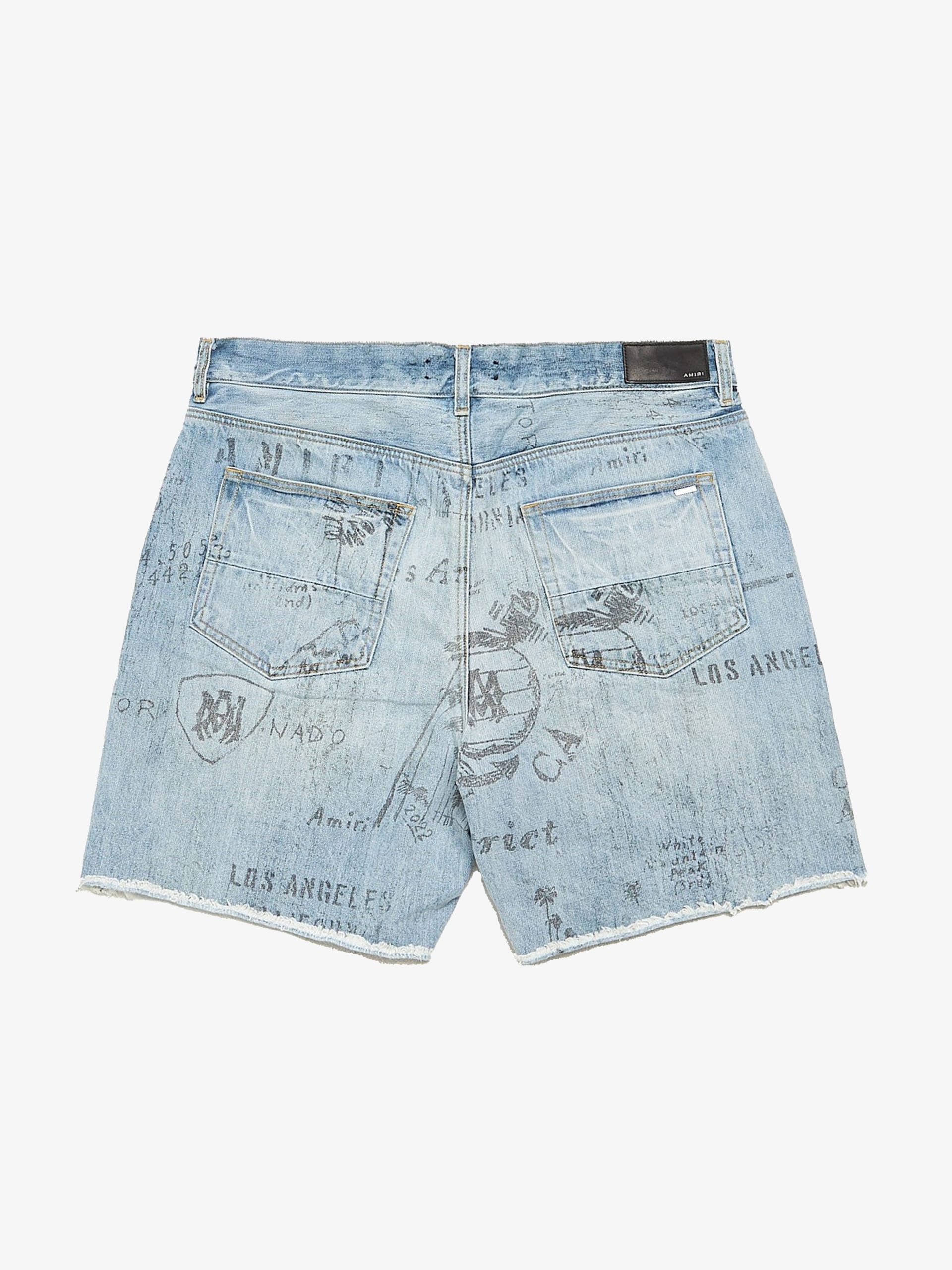 Amiri Blue Washed Denim Logo Printed Cotton Shorts Size US 36 / EU 52 - 2 Thumbnail