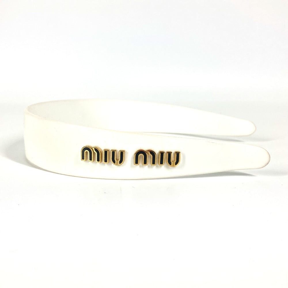 Miu Miu Miumiu Logo Hair Band Headband Horseshoe-Shaped Hairband Plastic Women White Size ONE SIZE - 2 Thumbnail