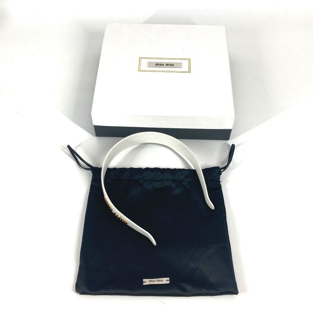 Miu Miu Miumiu Logo Hair Band Headband Horseshoe-Shaped Hairband Plastic Women White Size ONE SIZE - 8 Thumbnail