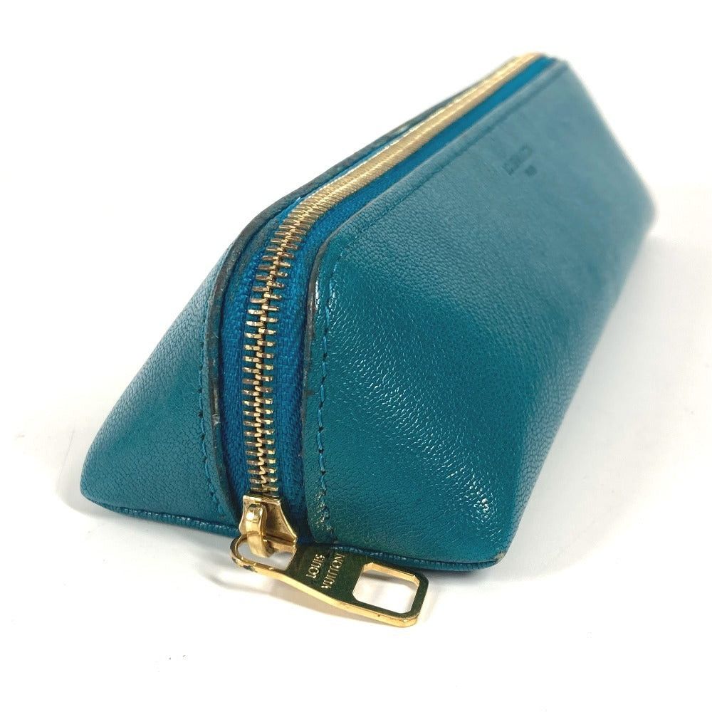Louis Vuitton Louis Vuitton Nomad Truth Elizabeth Pencil Box Stationery Pouch Pen Case Leather Unisex Peacock Blue Size ONE SIZE - 4 Thumbnail