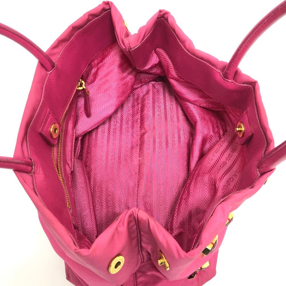 Prada Prada Logo Bijoux Handbag Back Briefcase Nylon Women Pink Size ONE SIZE - 11 Thumbnail
