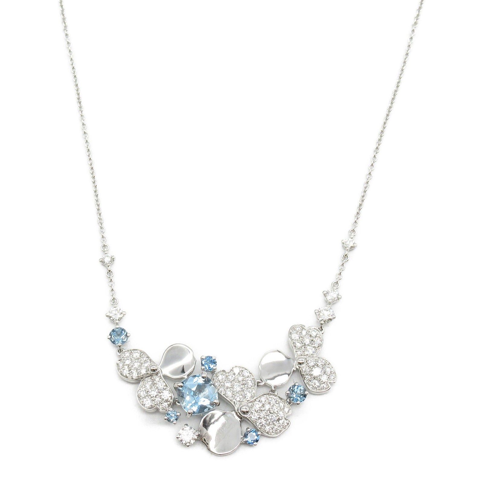 Tiffany & Co. Tiffany Co Paper Flowers Aquamarine Necklace Pt950 Platinum Diamond Blue Clear Size ONE SIZE - 2 Thumbnail