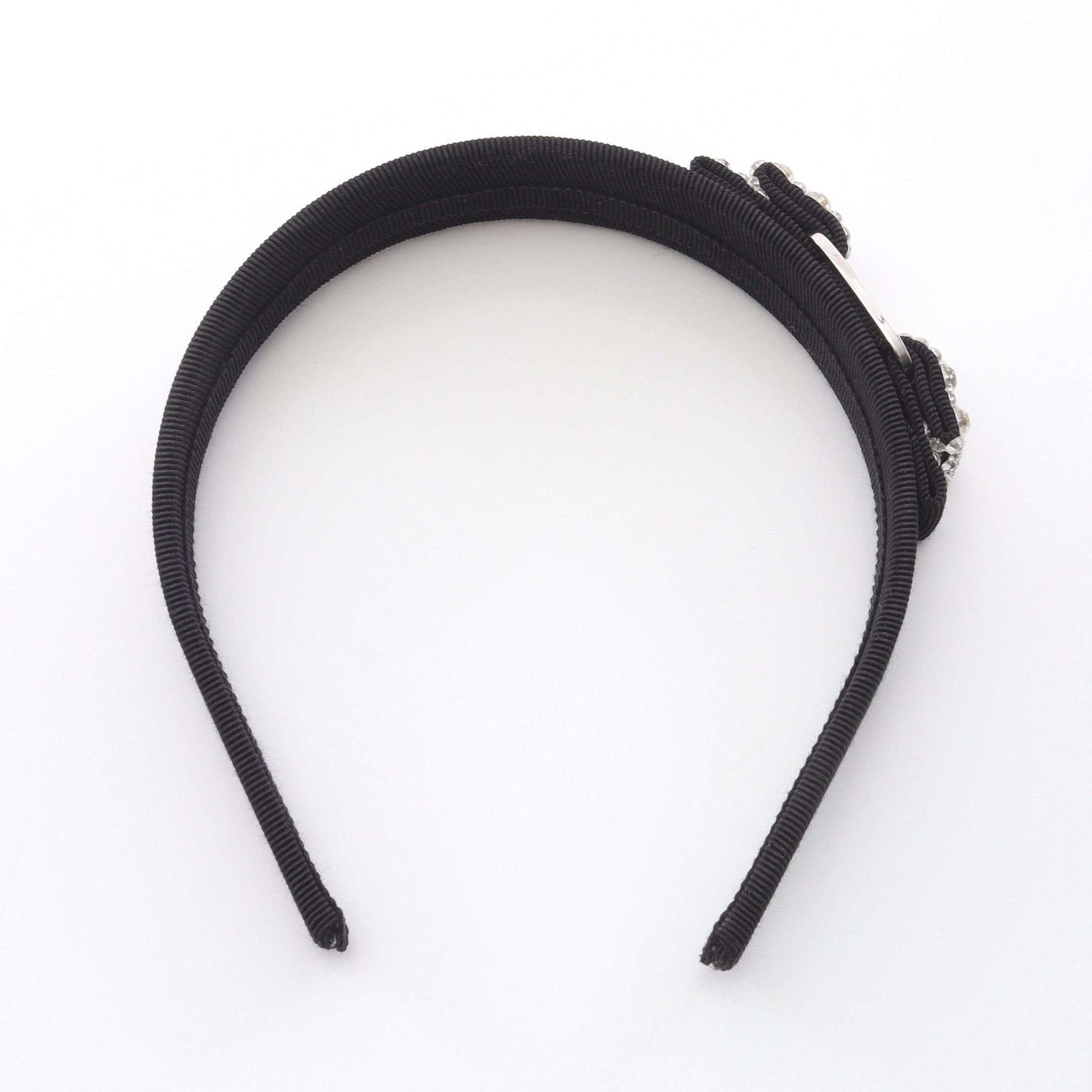 Salvatore Ferragamo Salvatore Ferragamo Vara Ribbon Headband Fabric Gp Rhinestone Black Size ONE SIZE - 2 Thumbnail