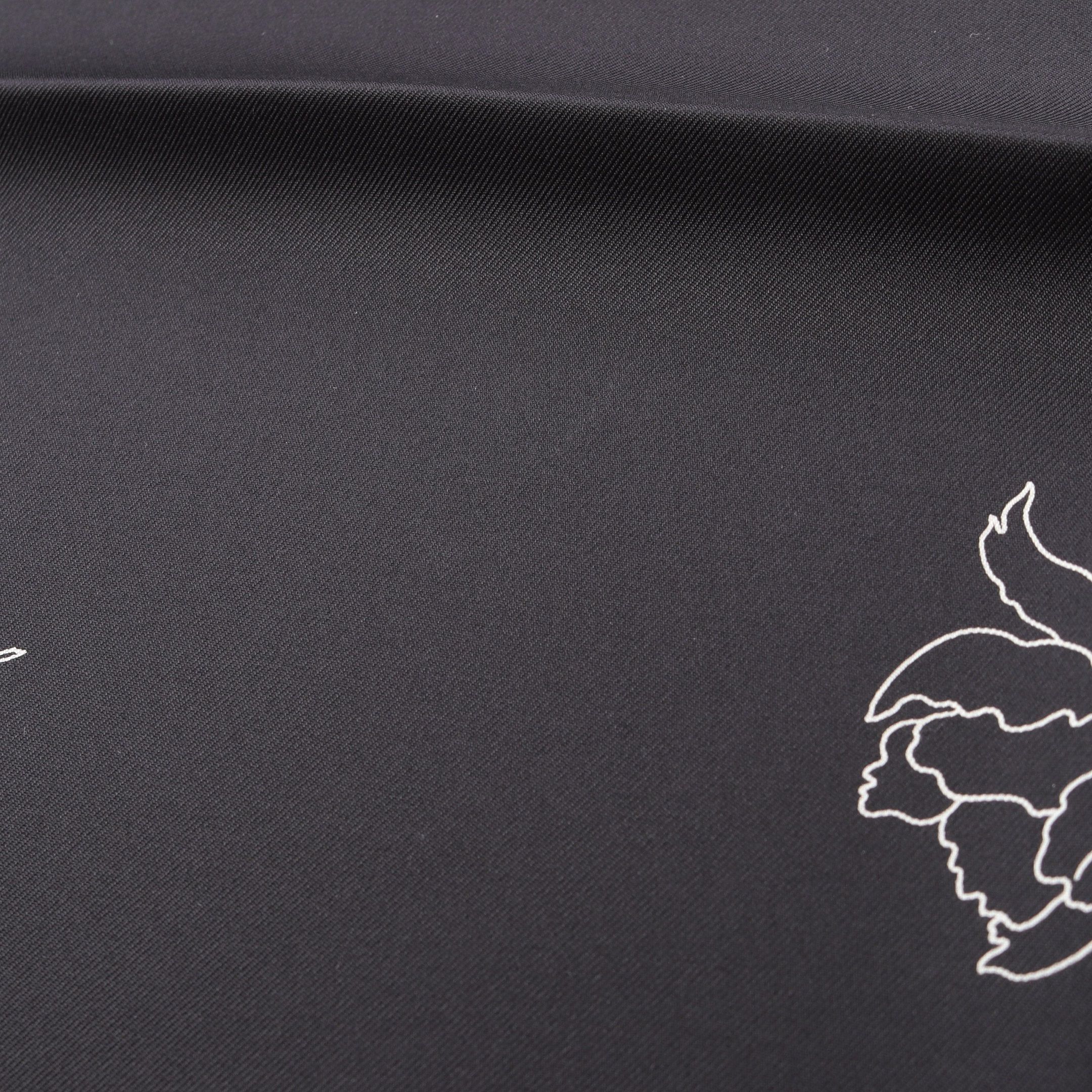 Hermes Hermes Carres 90 Robe Legere Embroidered Scarf Silk Black White Size ONE SIZE - 5 Thumbnail