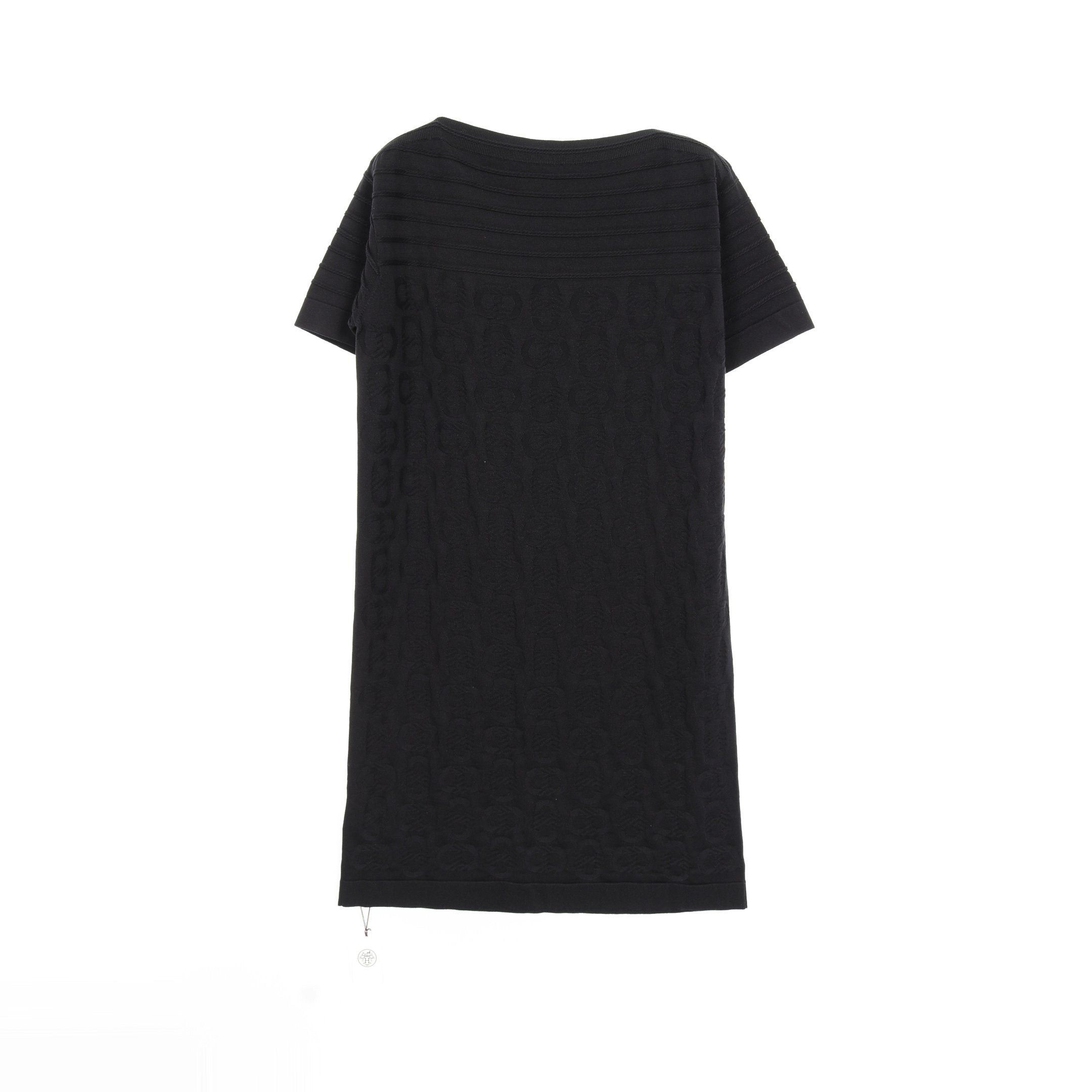 Hermes Hermes Chaîne Mailon Knit Dress Short Sleeve Silk Cotton Black Size ONE SIZE - 2 Thumbnail