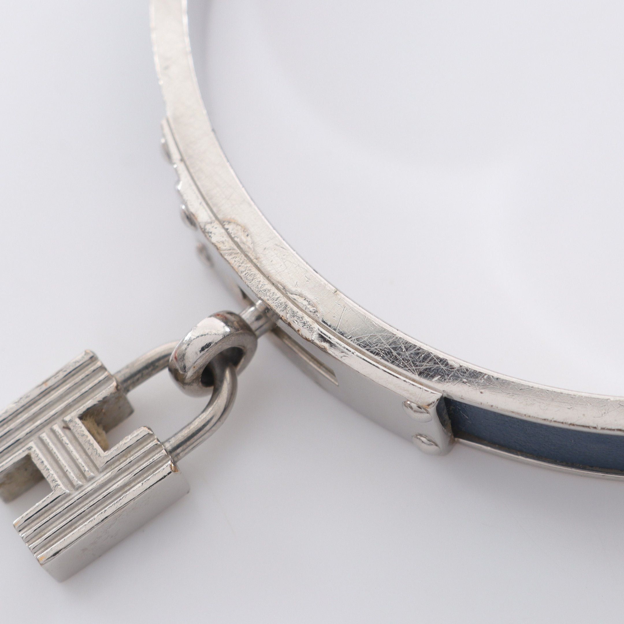 Hermes Hermes Kelly Bangle Leather Silver Indigo Blue Size ONE SIZE - 6 Thumbnail
