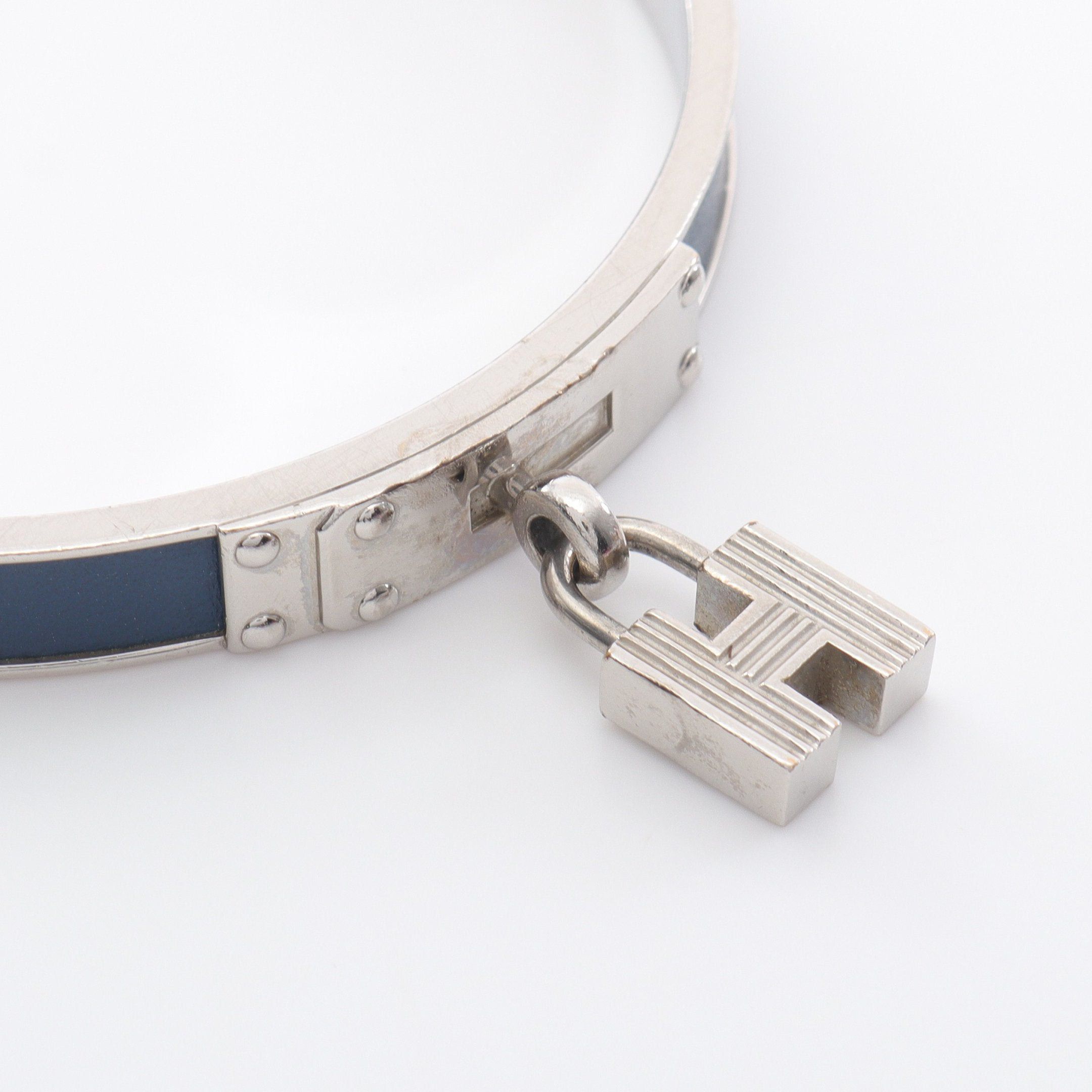 Hermes Hermes Kelly Bangle Leather Silver Indigo Blue Size ONE SIZE - 5 Thumbnail