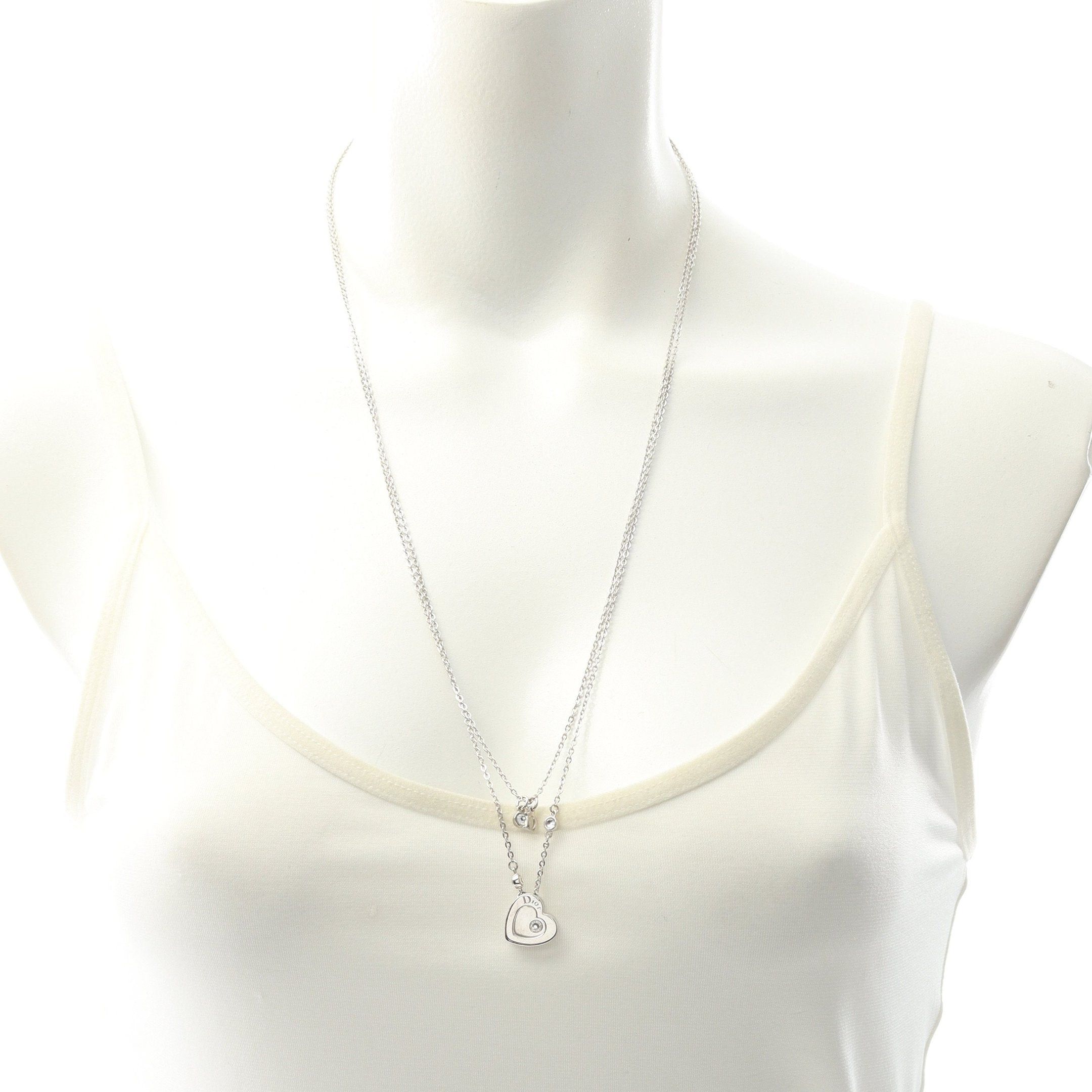 Dior Dior D Logo Double Chain Necklace Silver Size ONE SIZE - 5 Thumbnail