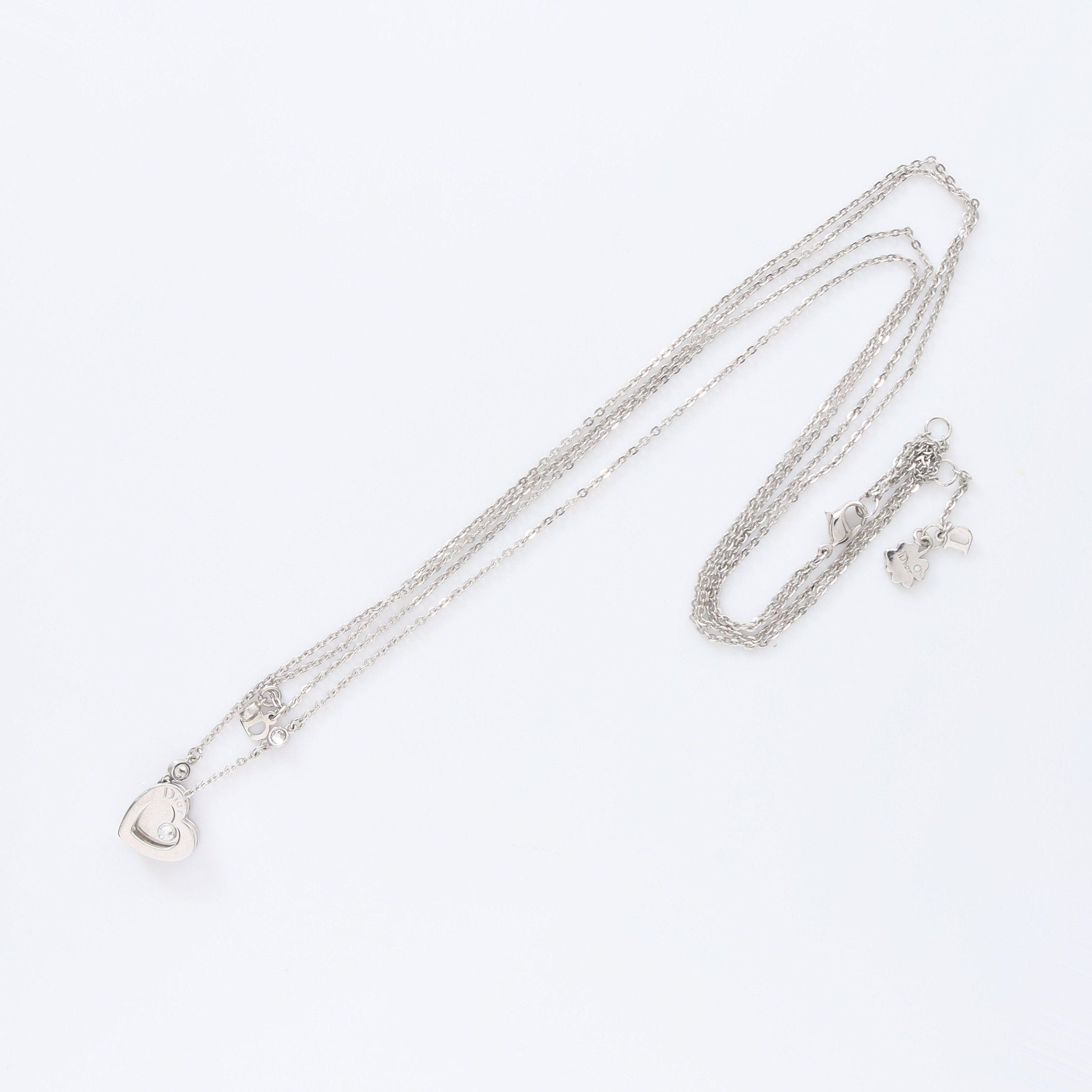 Dior Dior D Logo Double Chain Necklace Silver Size ONE SIZE - 3 Thumbnail