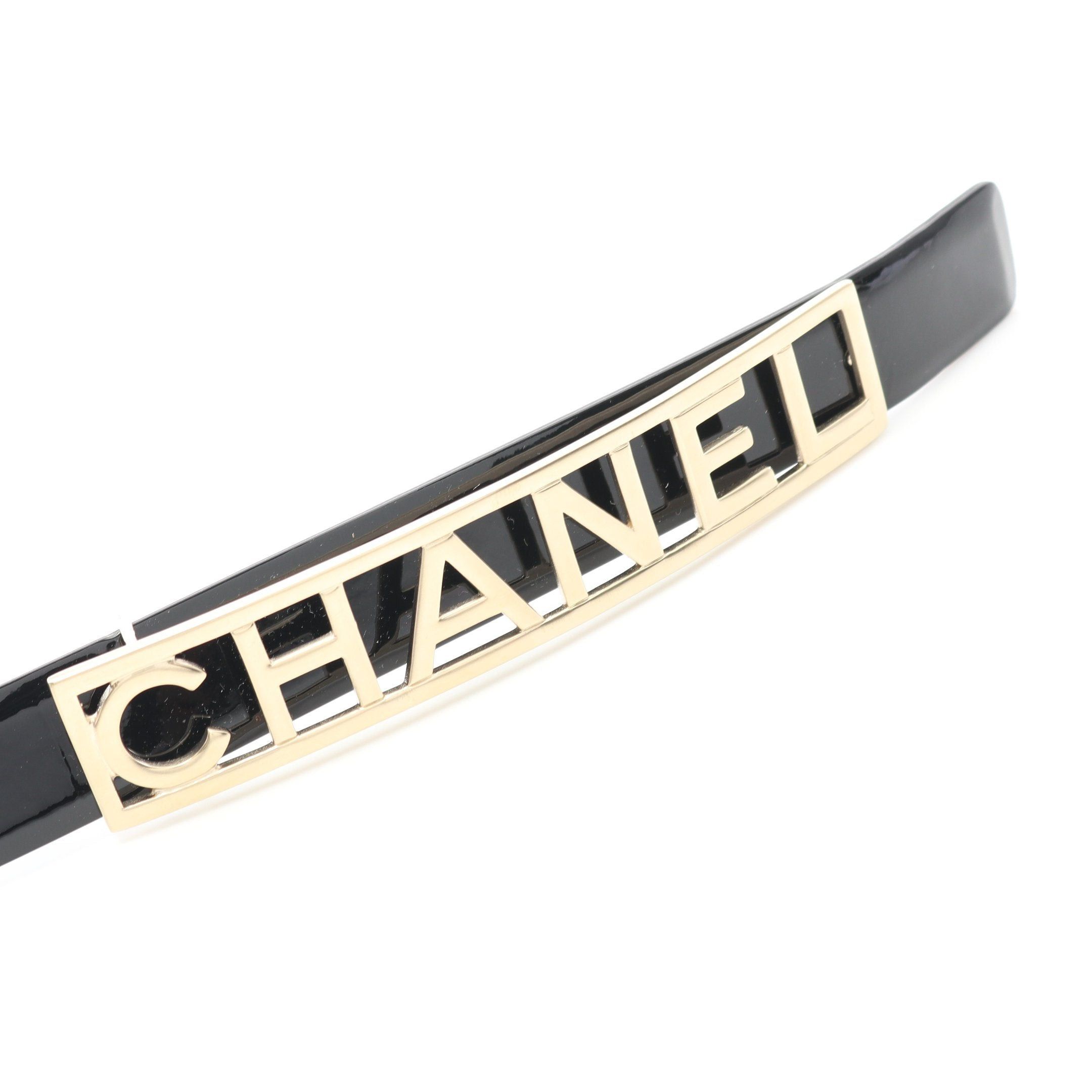 Chanel Chanel Logo Plate Belt Enamel Leather Gold Black Hardware B15S Size ONE SIZE - 2 Thumbnail