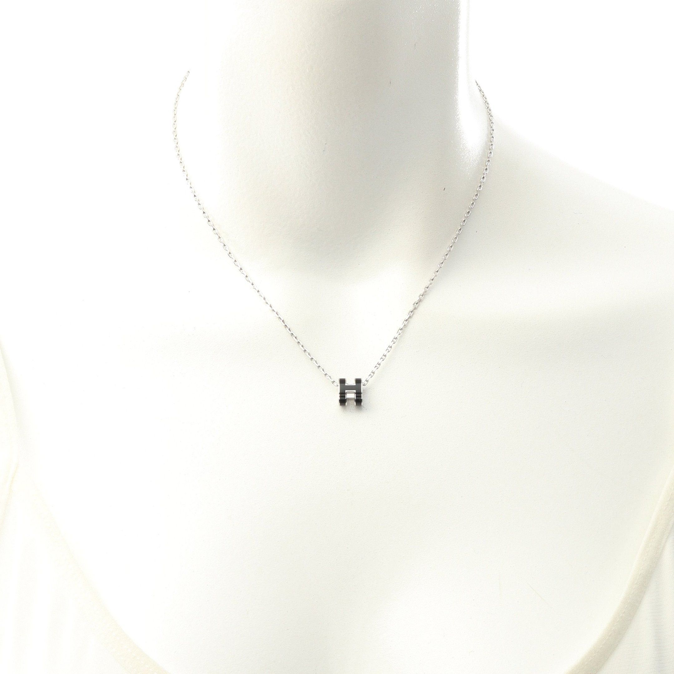Hermes Hermes Mini Pop H Necklace Silver Black Size ONE SIZE - 5 Thumbnail