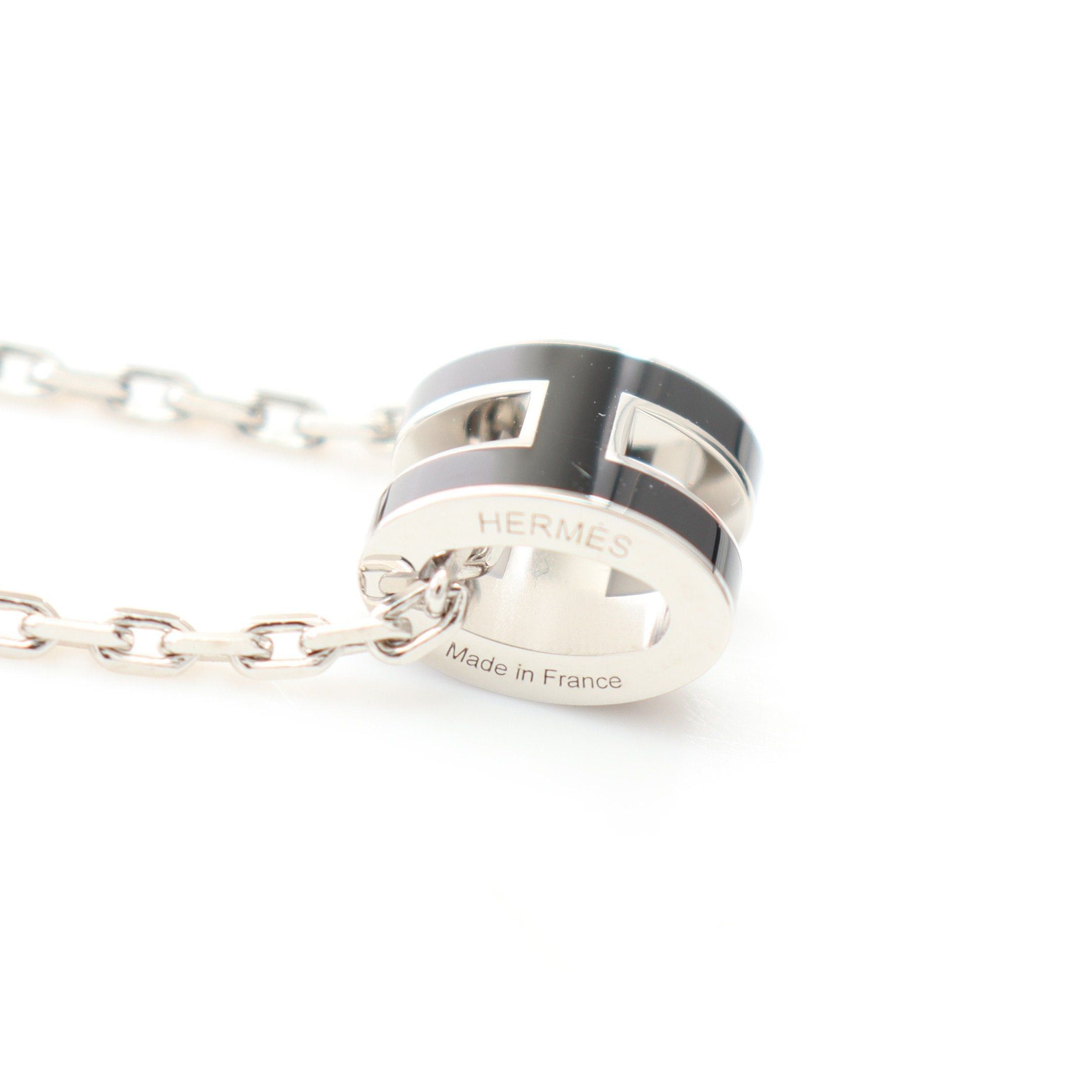 Hermes Hermes Mini Pop H Necklace Silver Black Size ONE SIZE - 4 Thumbnail