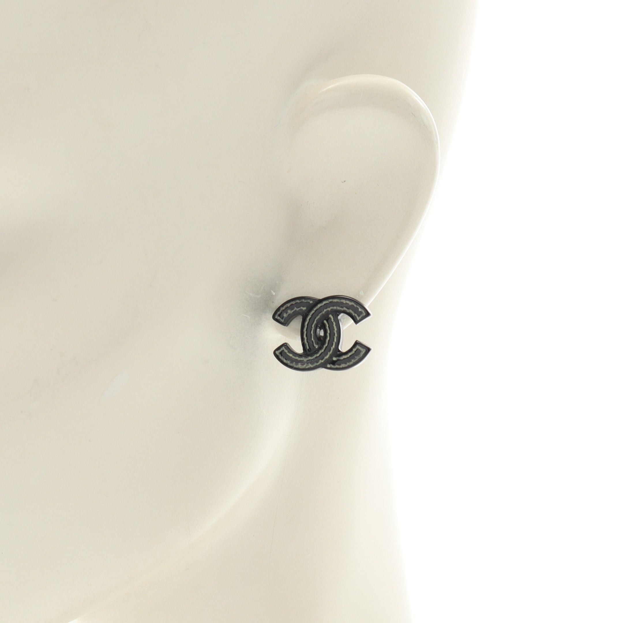 Chanel Chanel Coco Mark Earrings Black Silver 05A Size ONE SIZE - 4 Thumbnail