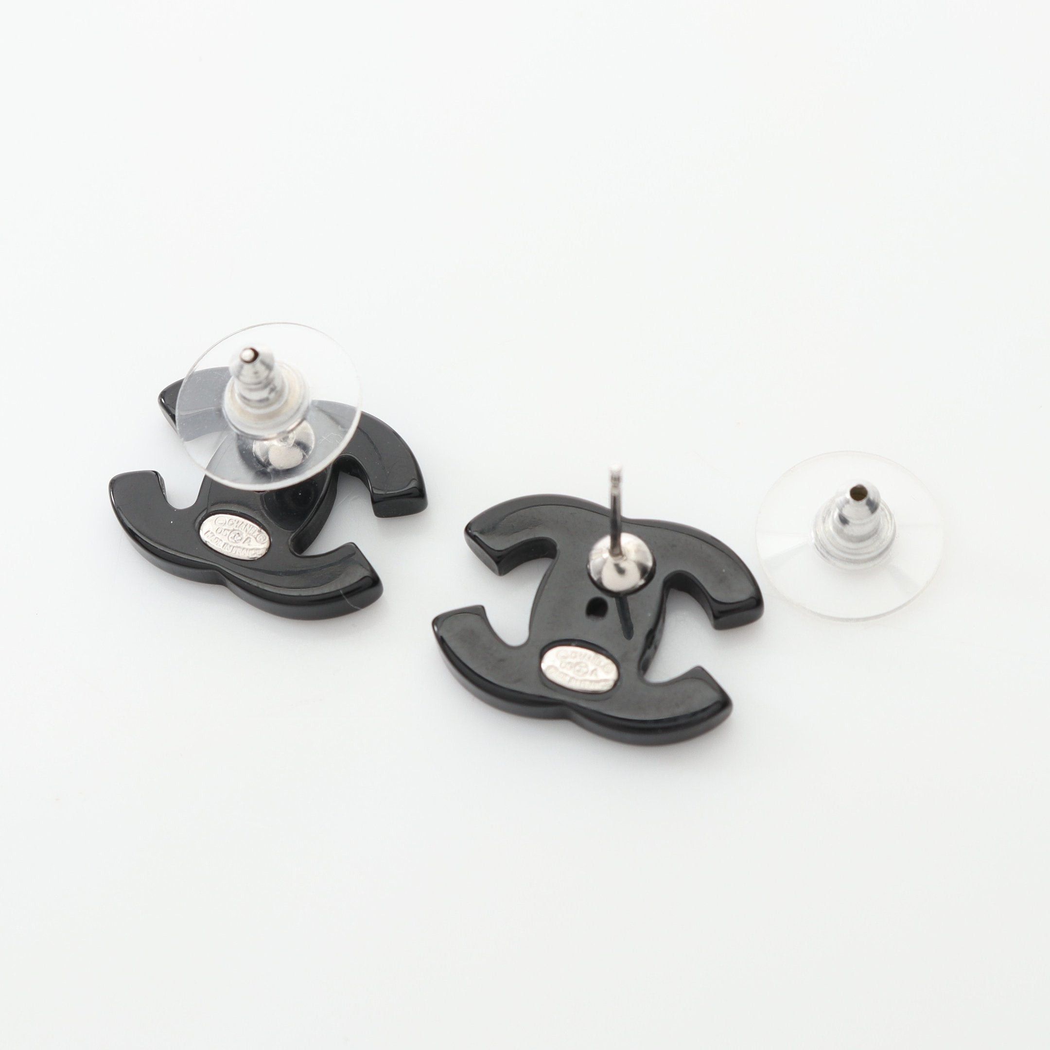 Chanel Chanel Coco Mark Earrings Black Silver 05A Size ONE SIZE - 2 Thumbnail