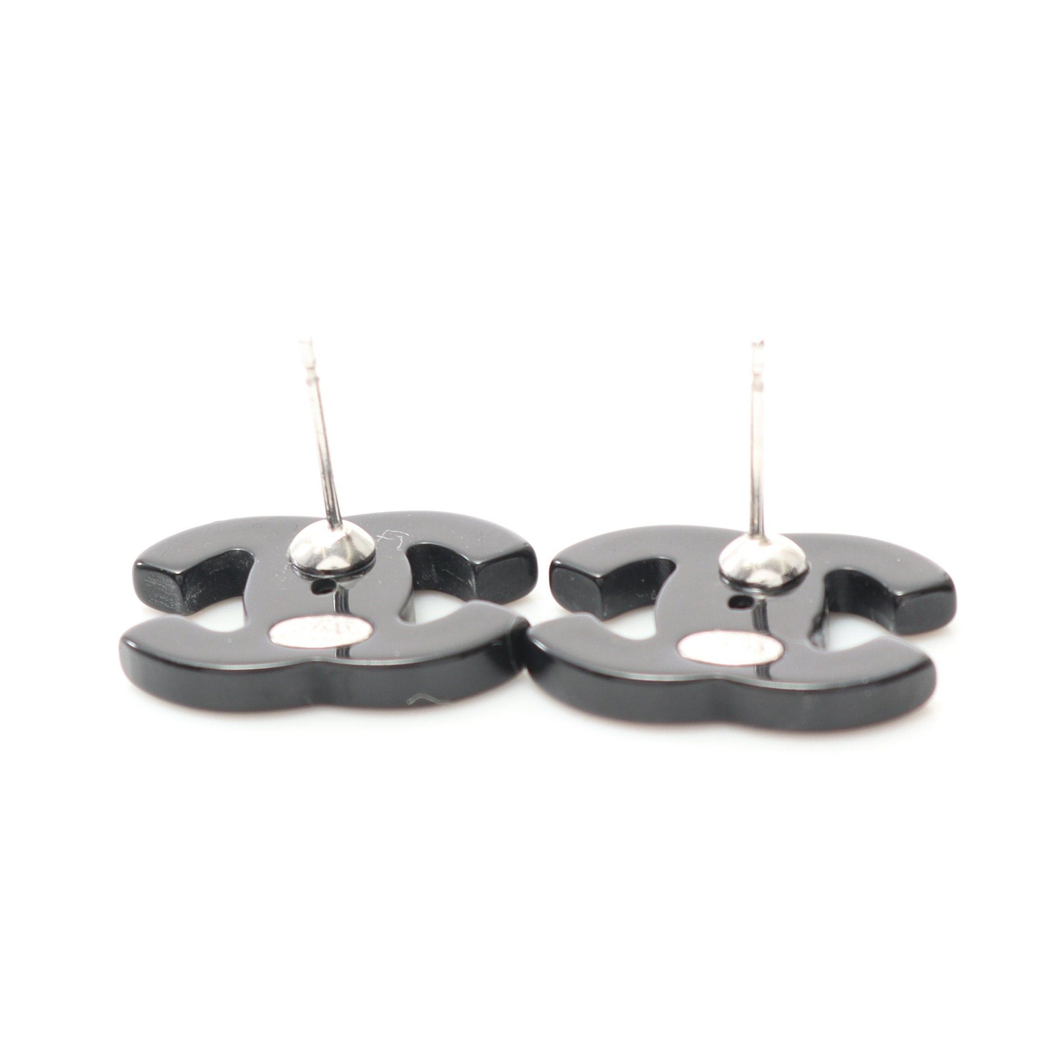 Chanel Chanel Coco Mark Earrings Black Silver 05A Size ONE SIZE - 5 Thumbnail
