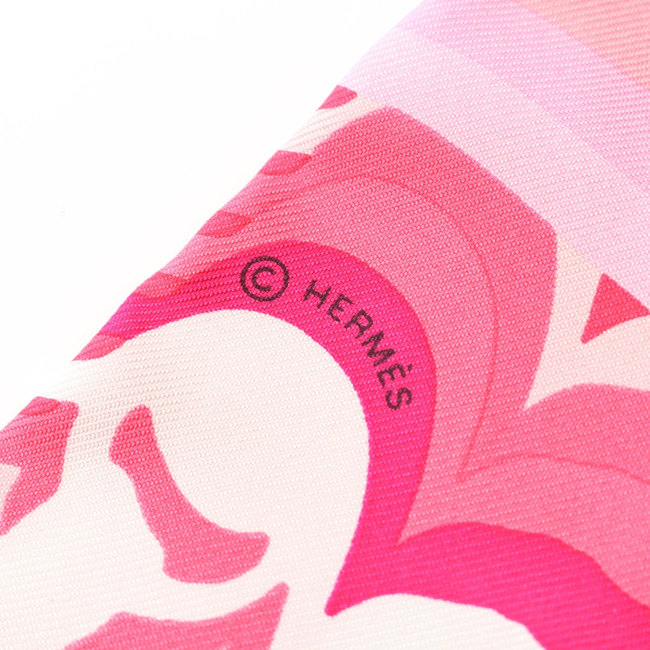 Hermes Hermes Twilly Brides De Gala Shadow Ribbon Scarf Silk Pink White Size ONE SIZE - 2 Thumbnail