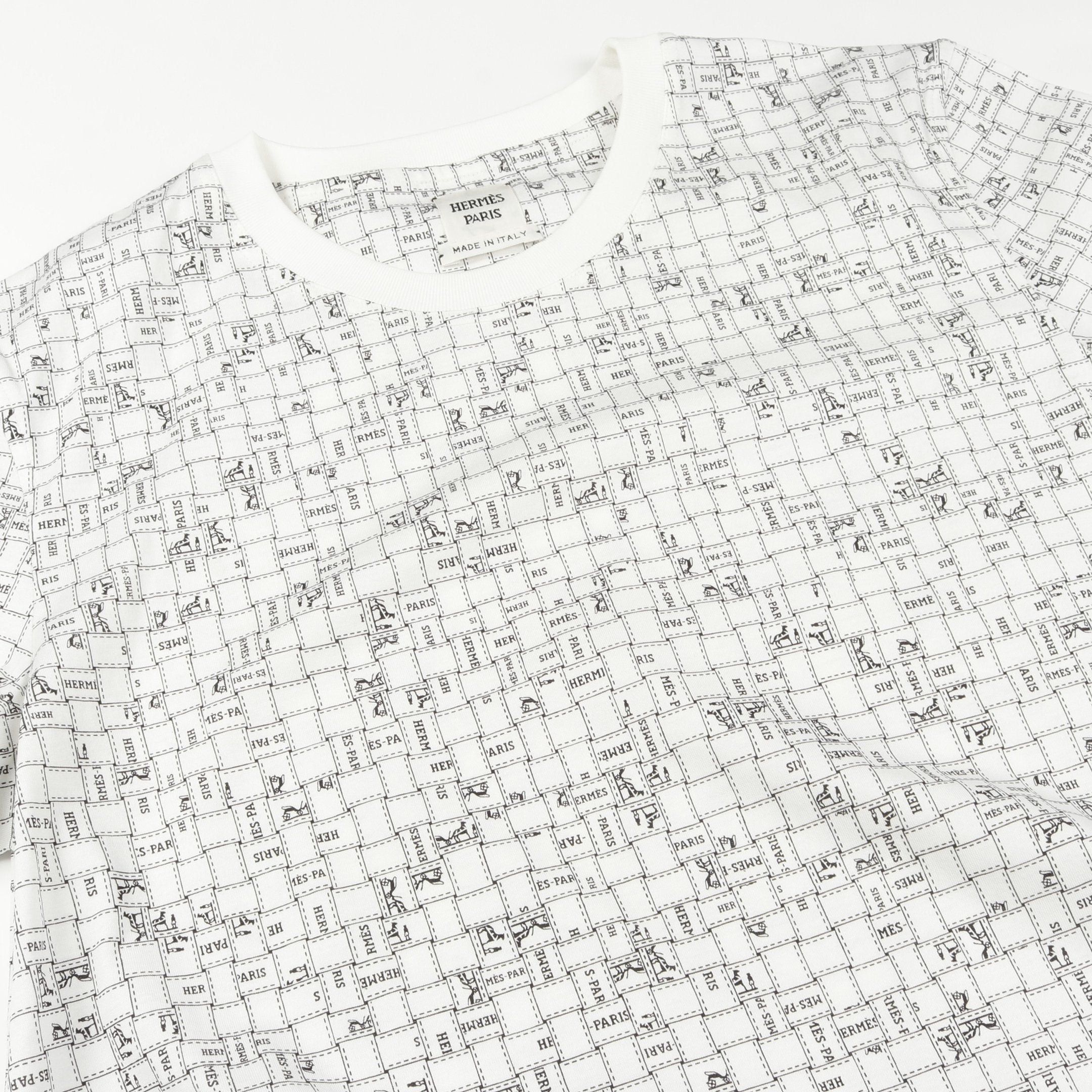 Hermes Hermes Bolduc Check T-Shirt One Piece Cotton White Size ONE SIZE - 7 Thumbnail