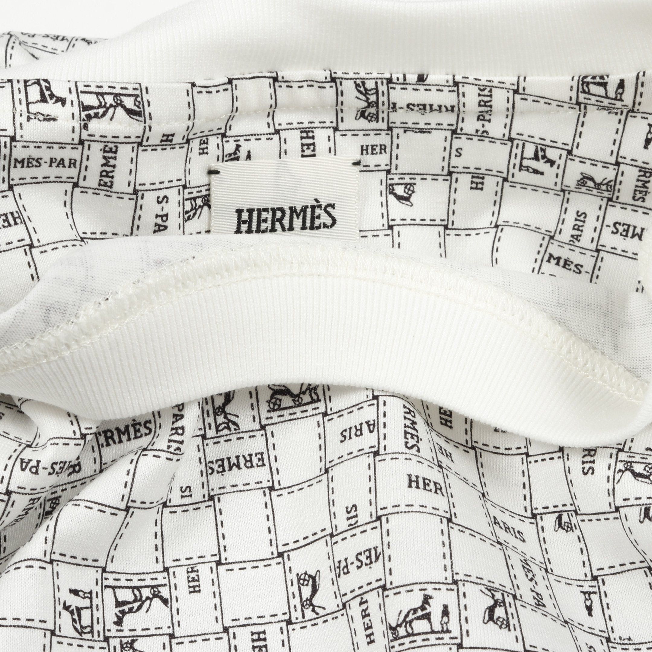 Hermes Hermes Bolduc Check T-Shirt One Piece Cotton White Size ONE SIZE - 5 Thumbnail