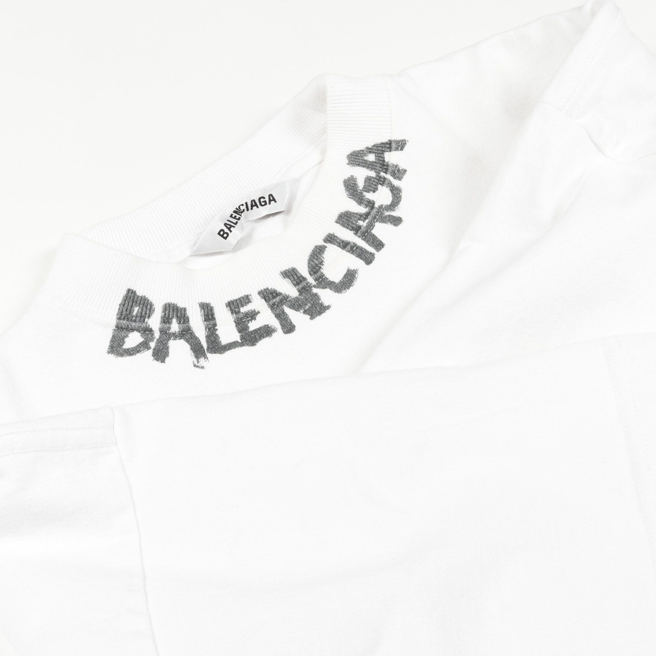 Balenciaga Balenciaga Logo Print Curved Oversize T-Shirt Cotton White Size ONE SIZE - 9 Thumbnail
