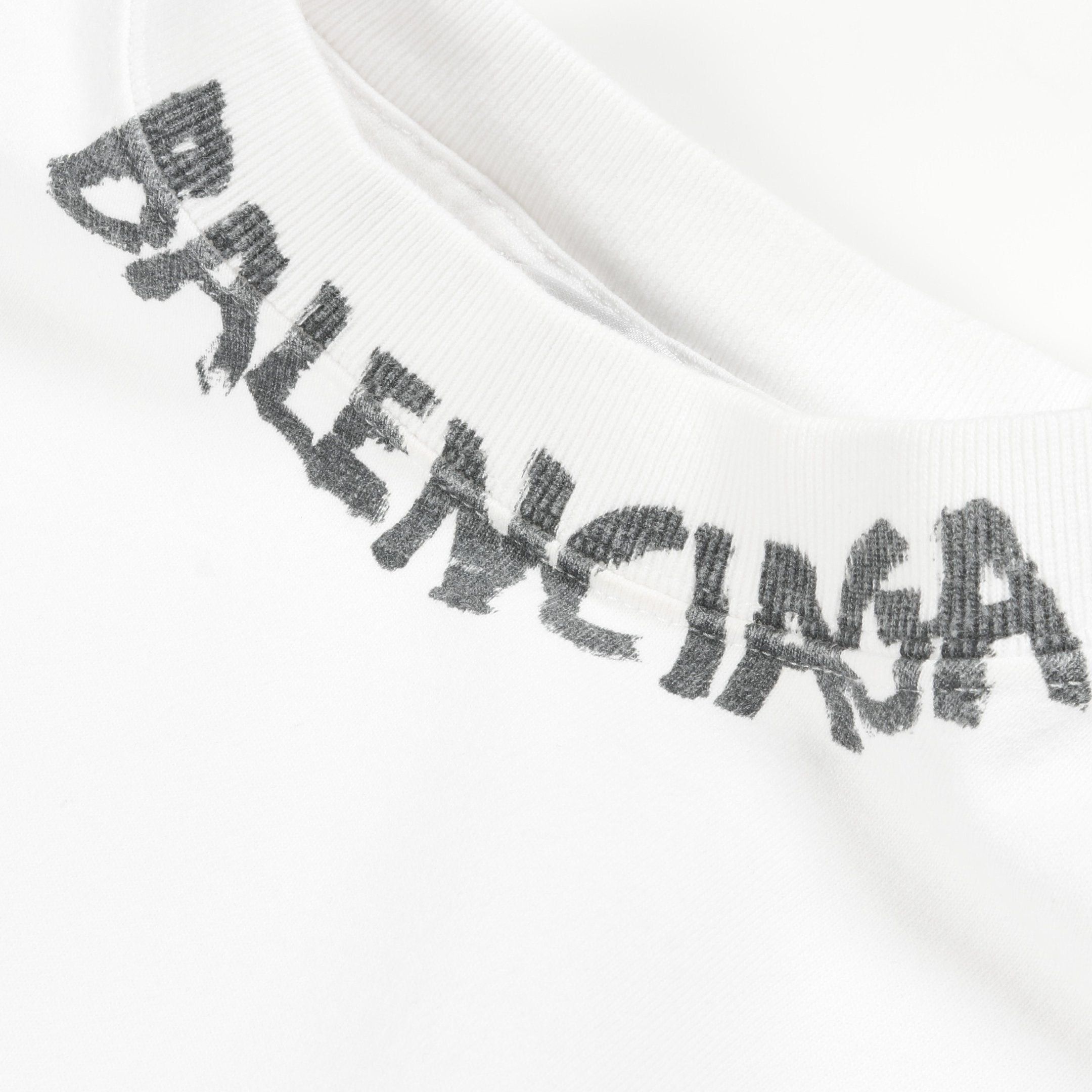 Balenciaga Balenciaga Logo Print Curved Oversize T-Shirt Cotton White Size ONE SIZE - 6 Thumbnail