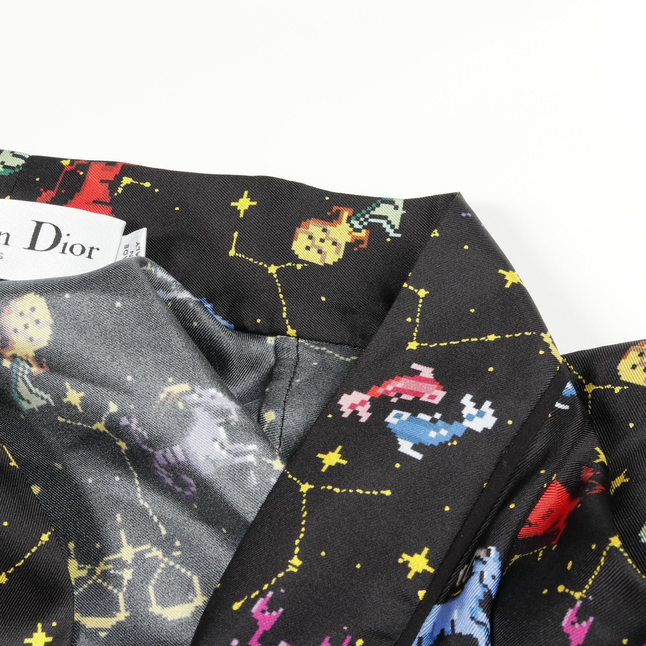 Dior Dior Zodiac Pixel Wrap Dress Blouse Silk Black Size ONE SIZE - 6 Thumbnail