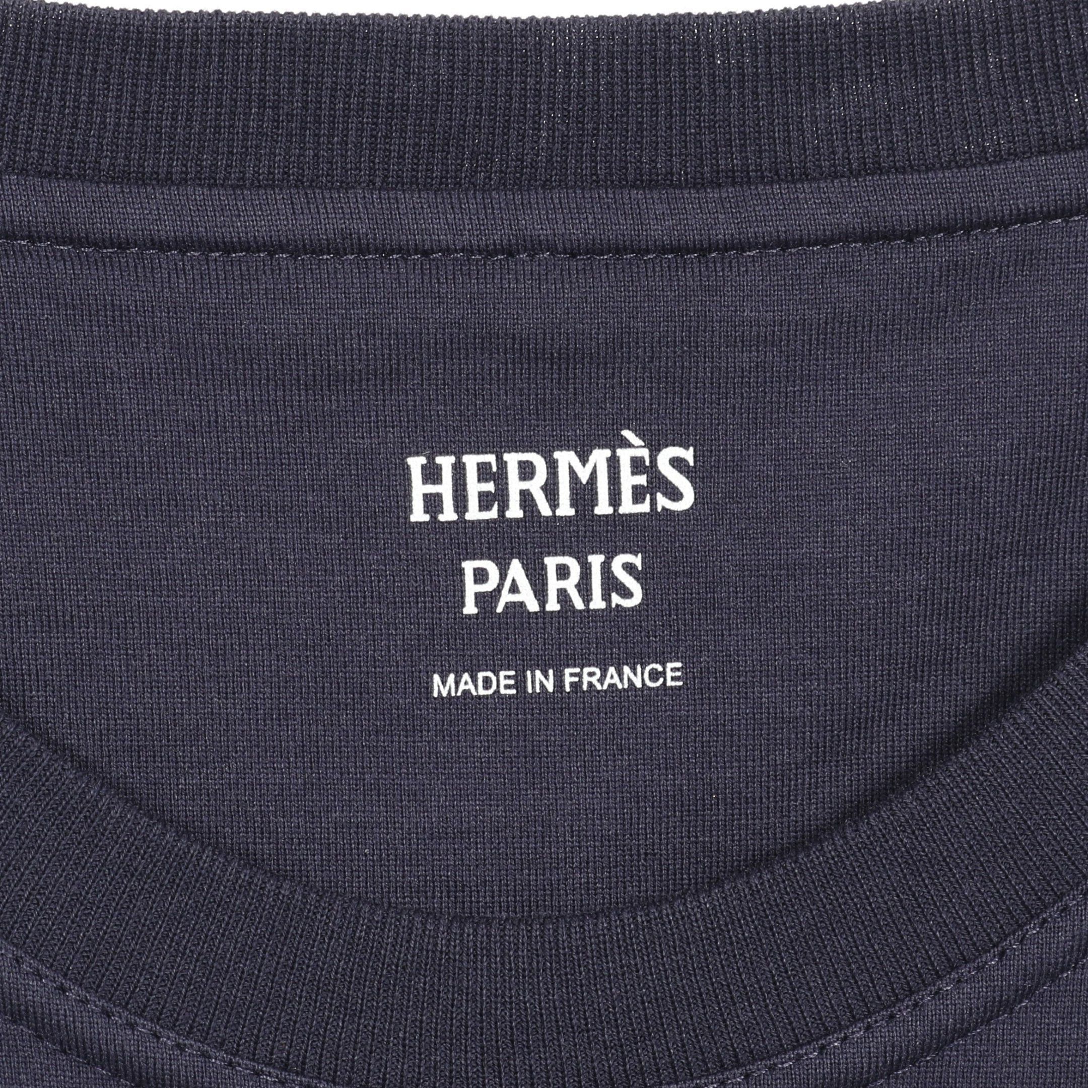 Hermes Hermes Embroidered Pocket One Piece Cotton Dark Navy Size ONE SIZE - 3 Thumbnail
