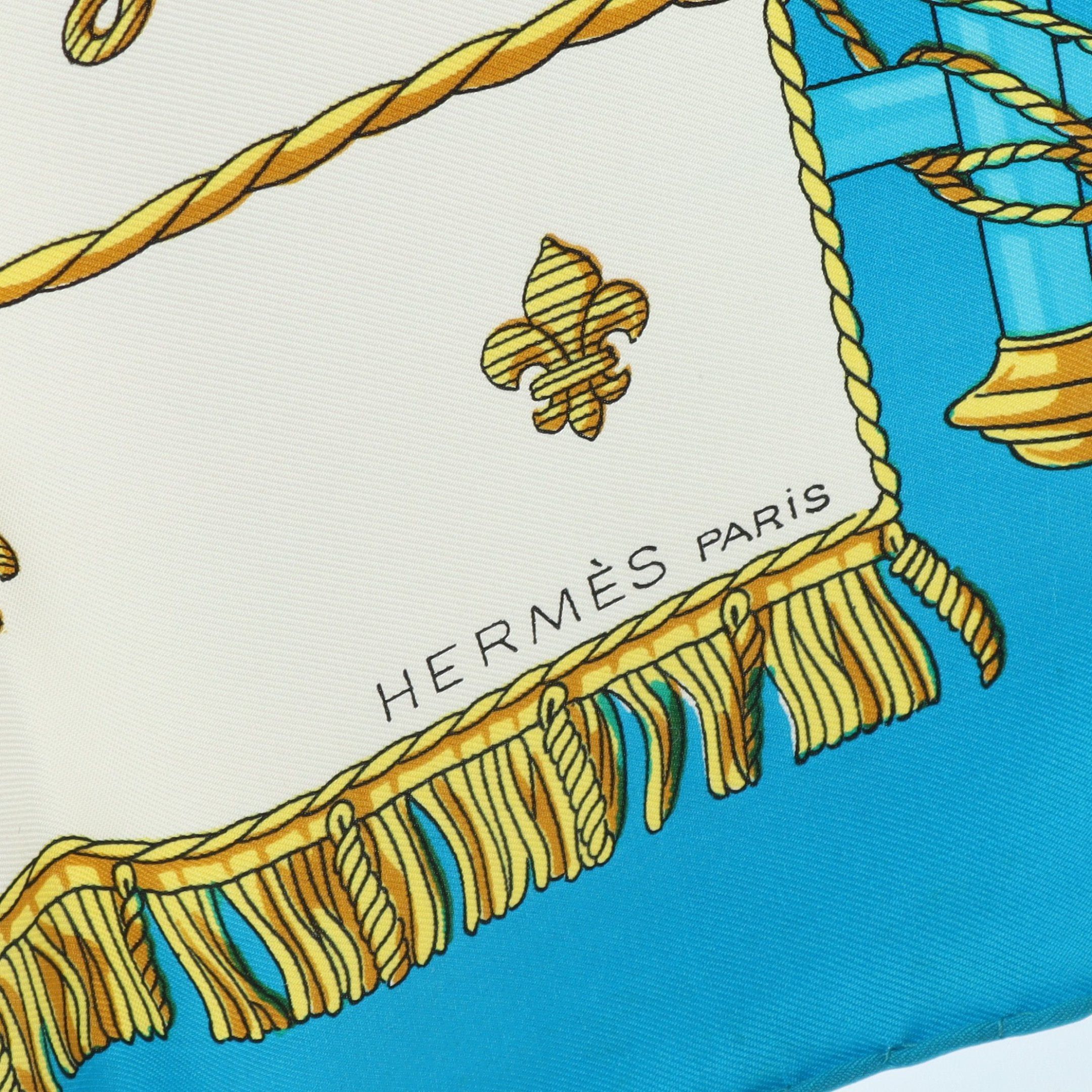 Hermes Hermes Carres 90 Vue Du Carrosse De La Galere Reale Scarf Silk Blue Multicolor Size ONE SIZE - 2 Thumbnail