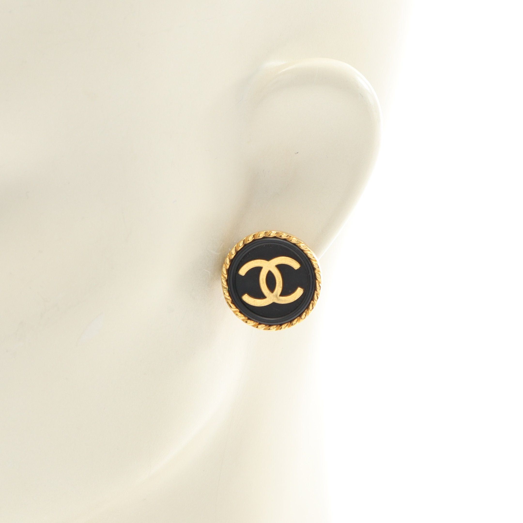 Chanel Chanel Coco Mark Earrings Gp Gold Black 97A Size ONE SIZE - 4 Thumbnail
