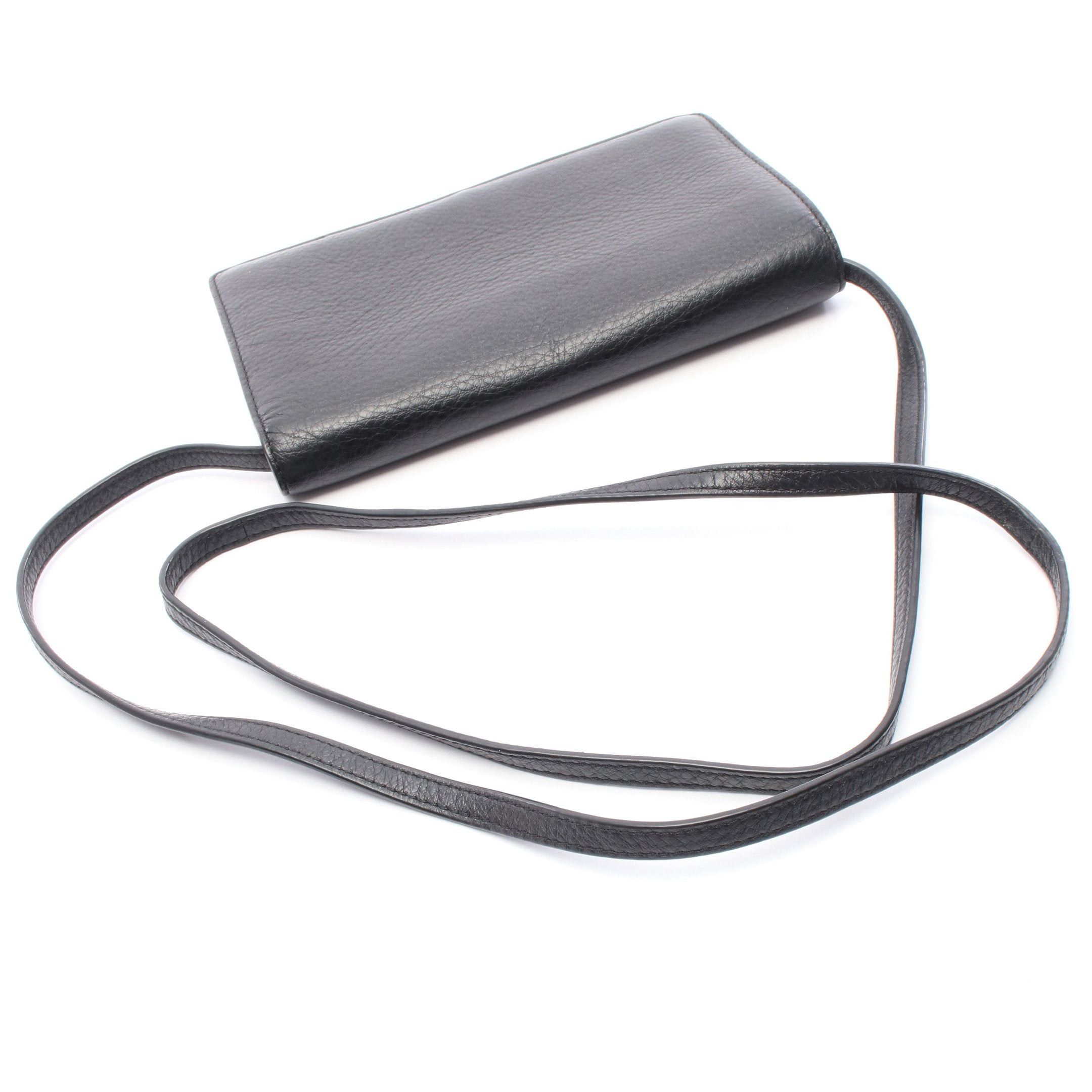 Coach Coach Fold Over Clutch Shoulder Wallet Leather Black Size ONE SIZE - 6 Thumbnail