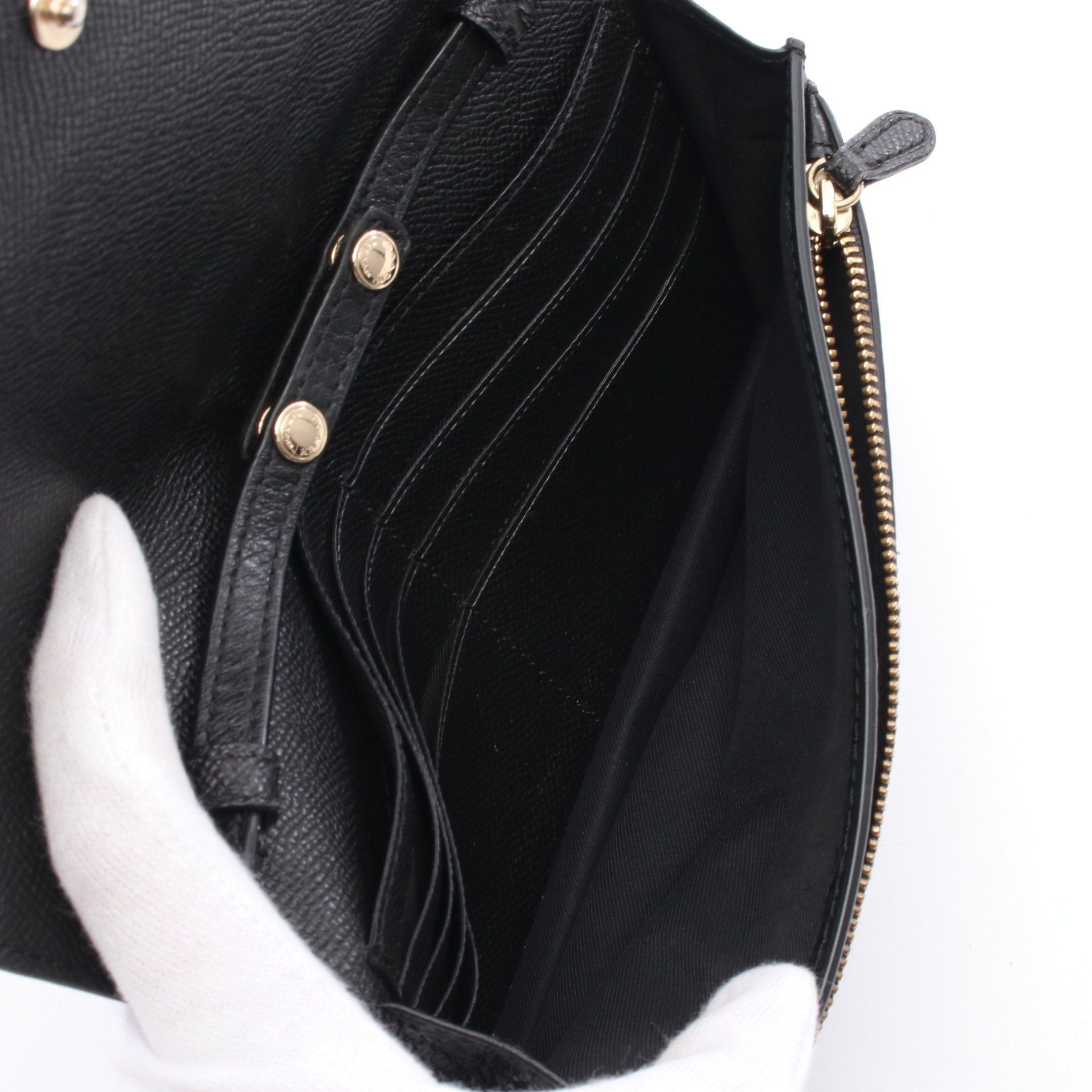 Coach Coach Fold Over Clutch Shoulder Wallet Leather Black Size ONE SIZE - 3 Thumbnail