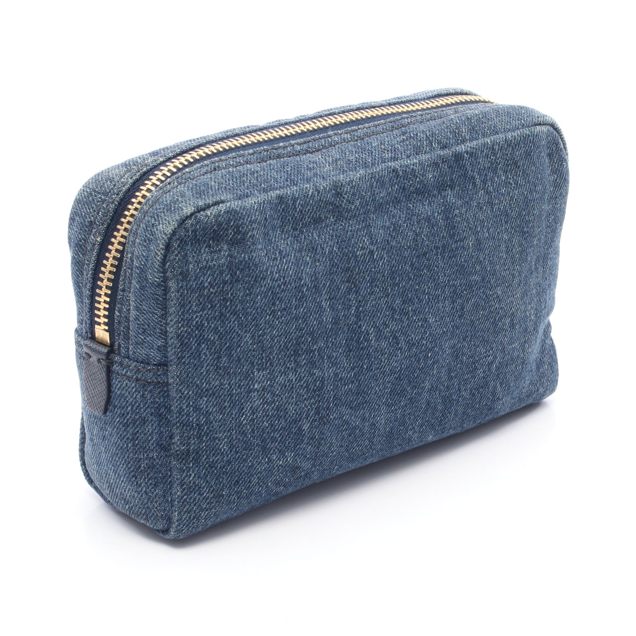 Prada Prada Cosmetic Pouch Denim Saffiano Leather Blue Size ONE SIZE - 2 Thumbnail