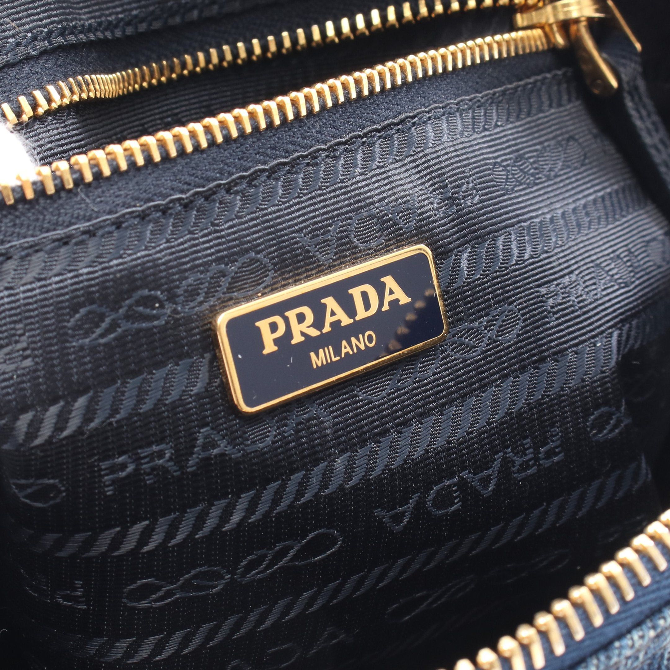 Prada Prada Cosmetic Pouch Denim Saffiano Leather Blue Size ONE SIZE - 4 Thumbnail