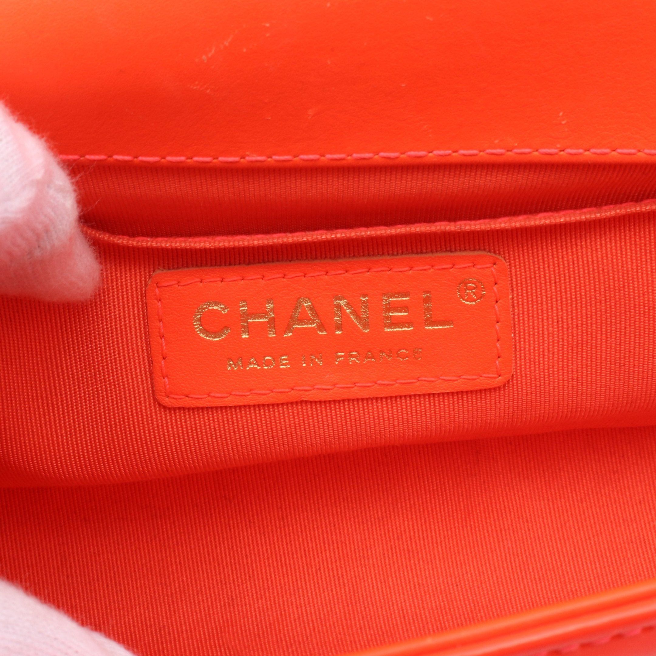 Chanel Chanel Boy Chanel Small Matelasse Chain Shoulder Bag Patent Leather Orange Gold Hardware Size ONE SIZE - 4 Thumbnail
