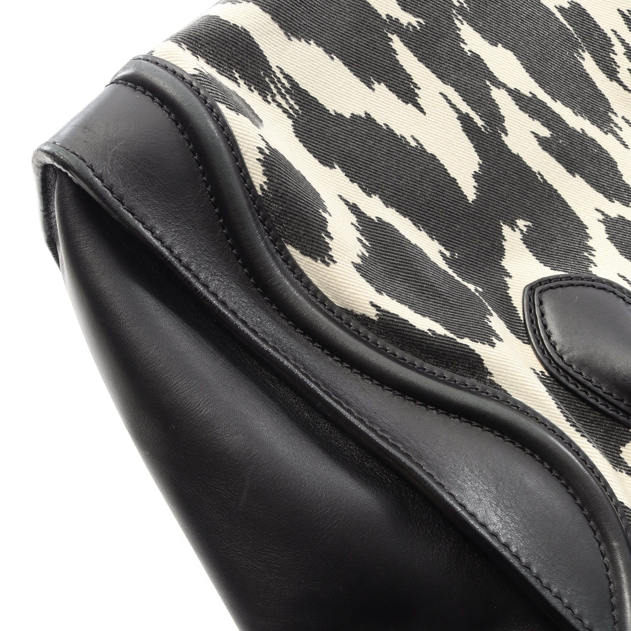 Celine Celine Luggage Mini Shopper Handbag Leopard Canvas Leather Black White Size ONE SIZE - 9 Thumbnail