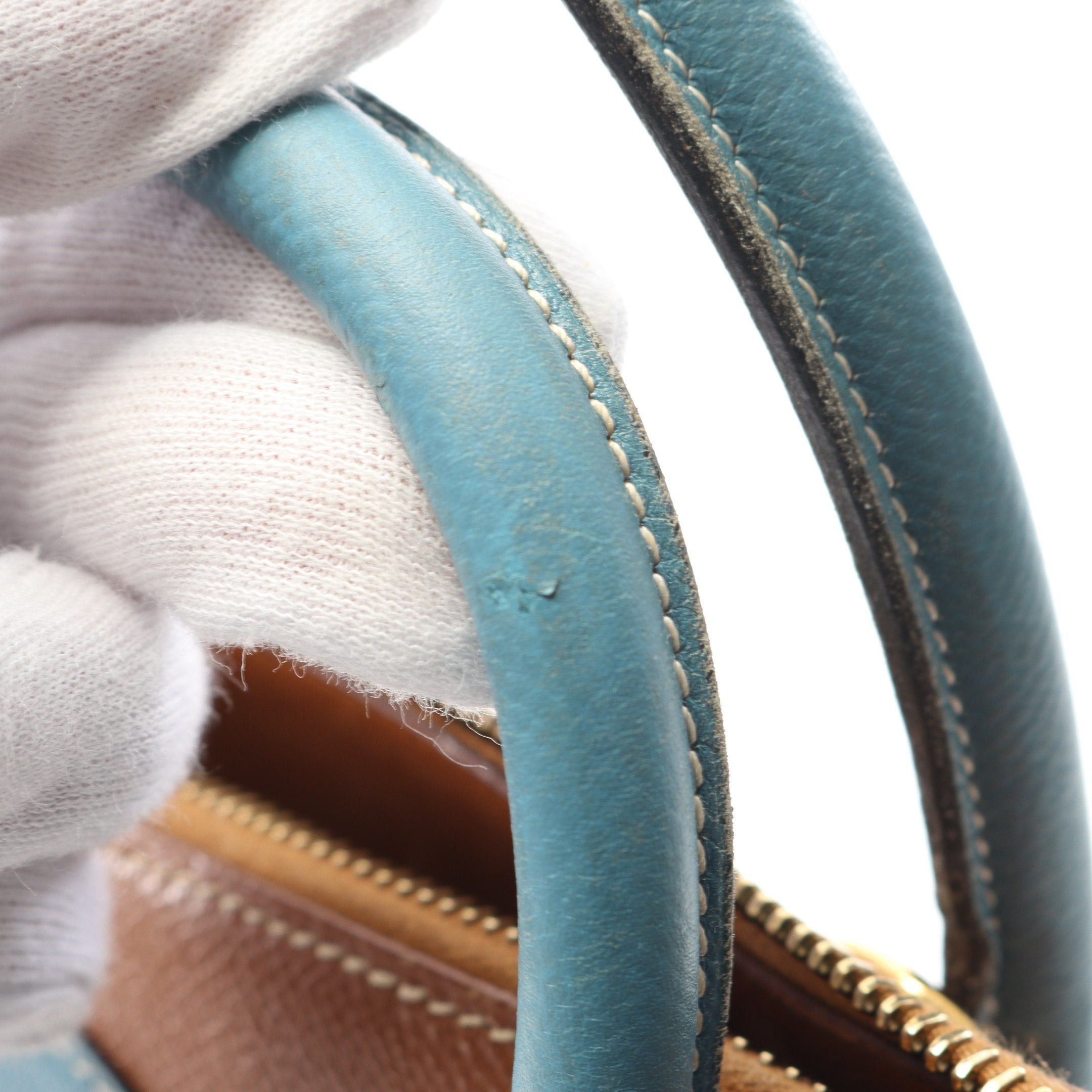 Hermes Hermes Bolide 35 Gold Blue Jean Handbag Leather Brown Light Hardware □B Stamp (Manufactured Around 1998) Size ONE SIZE - 12 Thumbnail