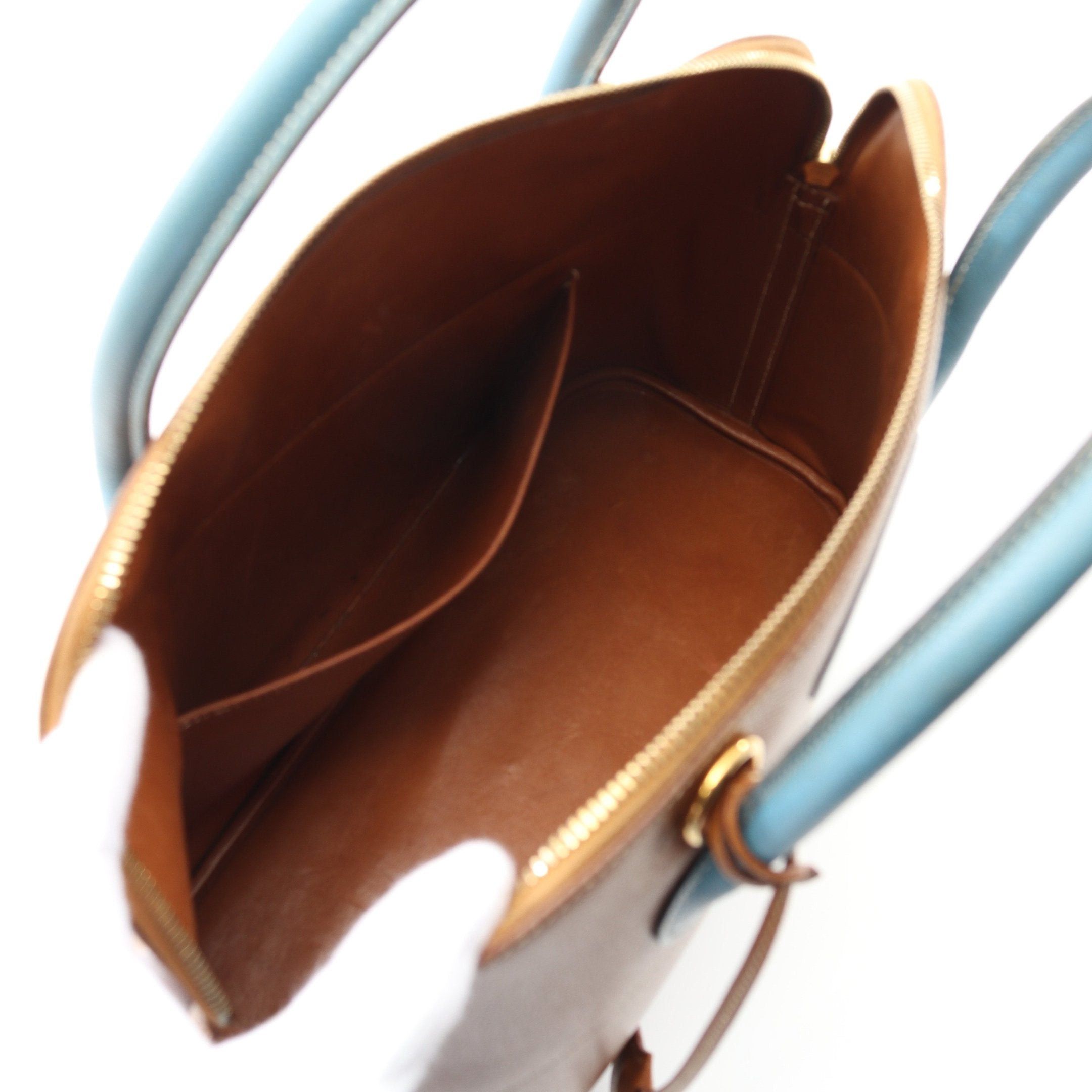 Hermes Hermes Bolide 35 Gold Blue Jean Handbag Leather Brown Light Hardware □B Stamp (Manufactured Around 1998) Size ONE SIZE - 3 Thumbnail