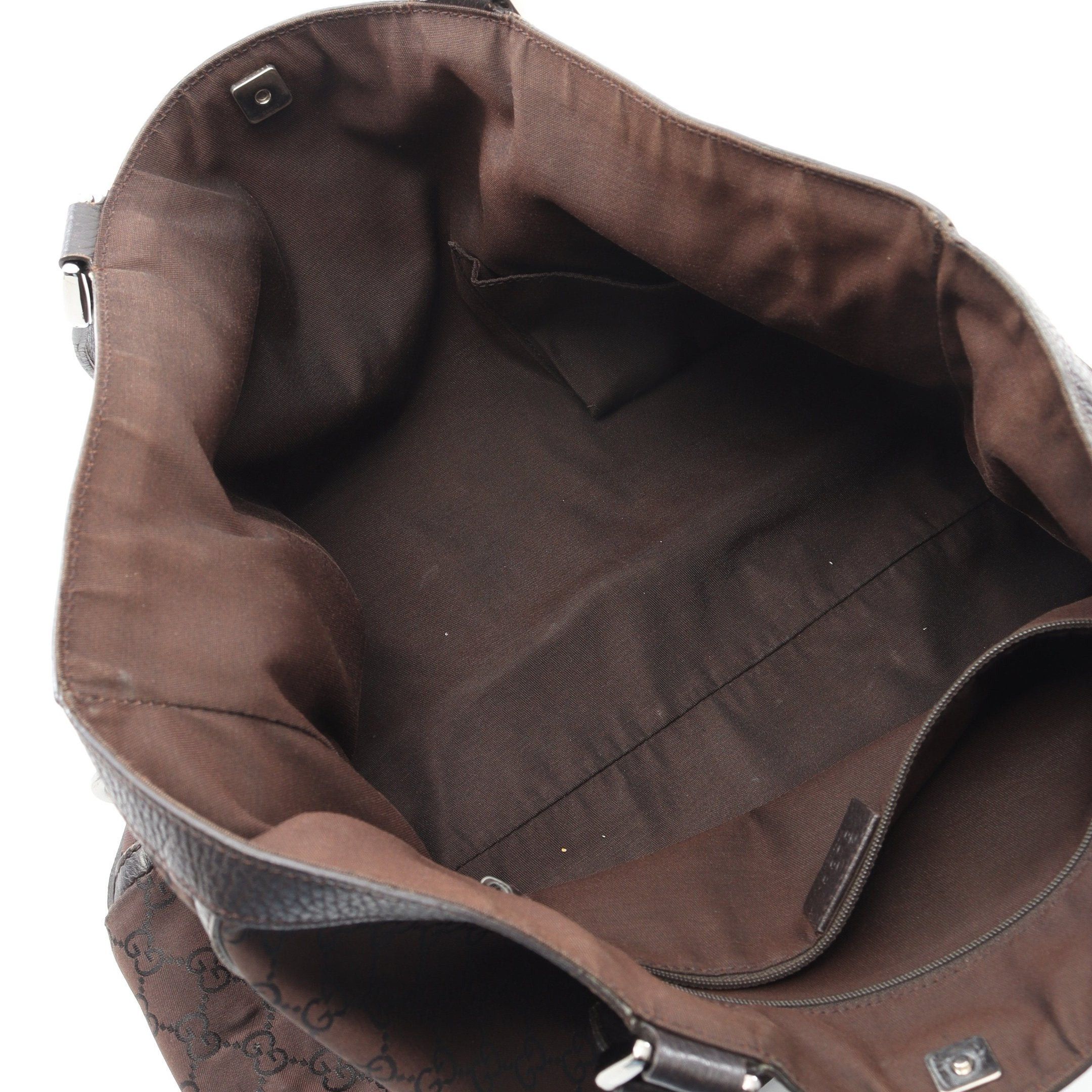 Gucci Gucci Abby Gg Pattern Handbag Tote Bag Nylon Leather Brown Dark Size ONE SIZE - 5 Thumbnail