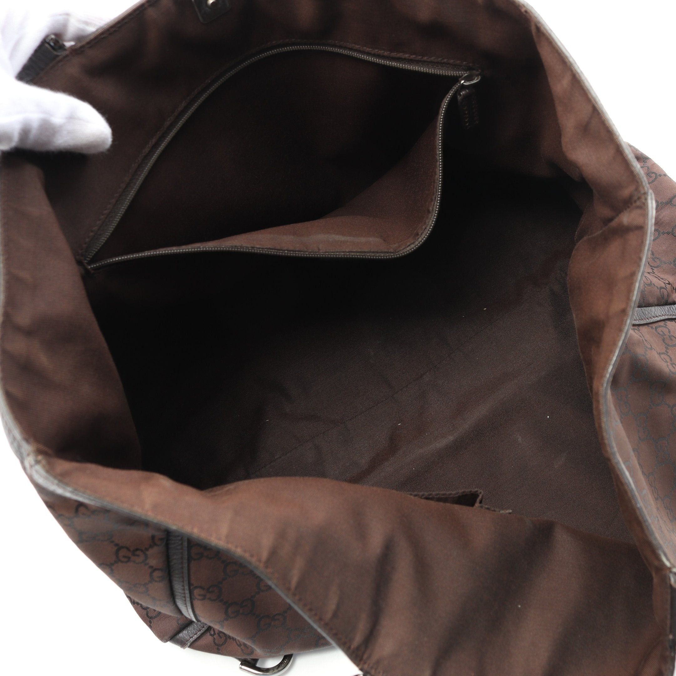 Gucci Gucci Abby Gg Pattern Handbag Tote Bag Nylon Leather Brown Dark Size ONE SIZE - 3 Thumbnail