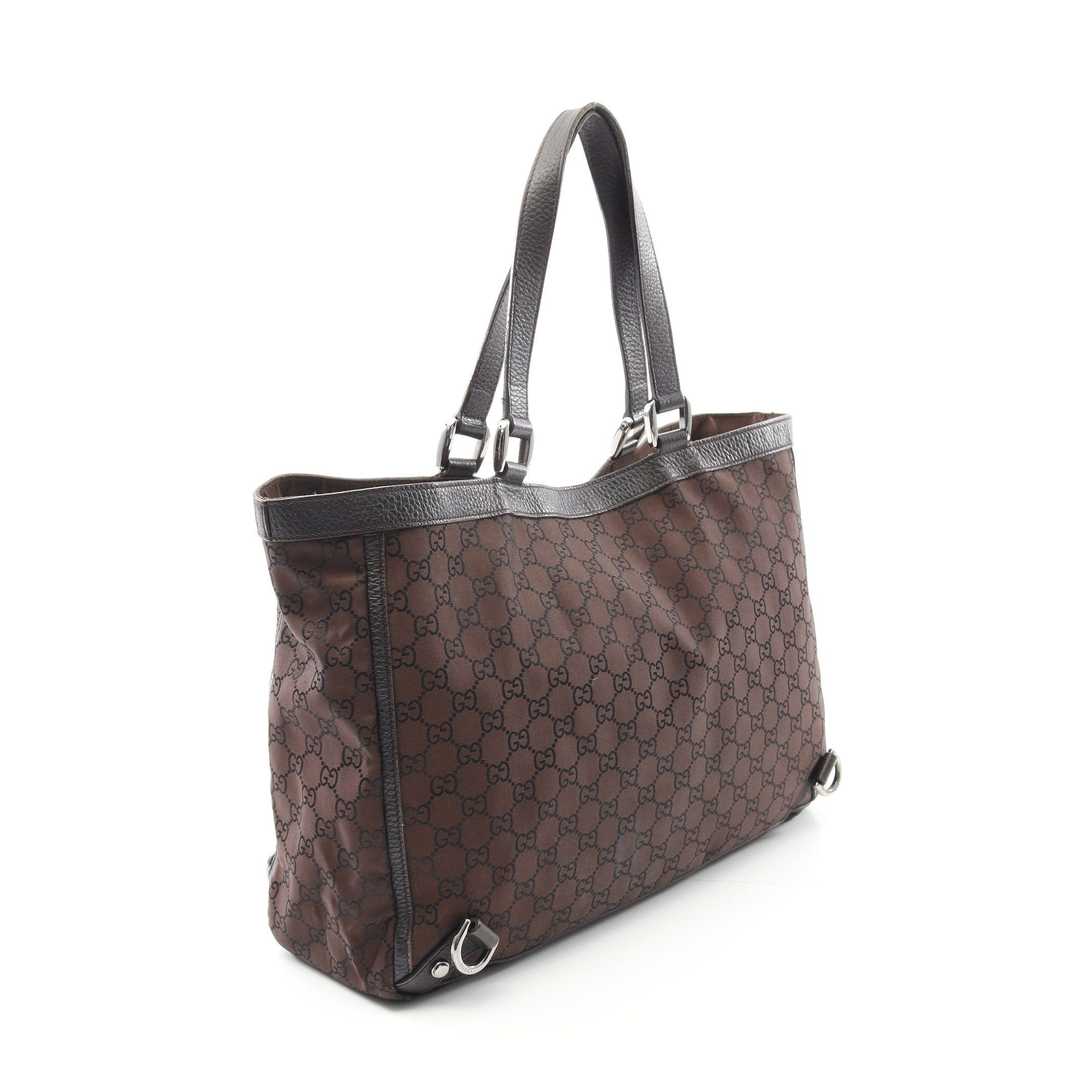 Gucci Gucci Abby Gg Pattern Handbag Tote Bag Nylon Leather Brown Dark Size ONE SIZE - 2 Thumbnail
