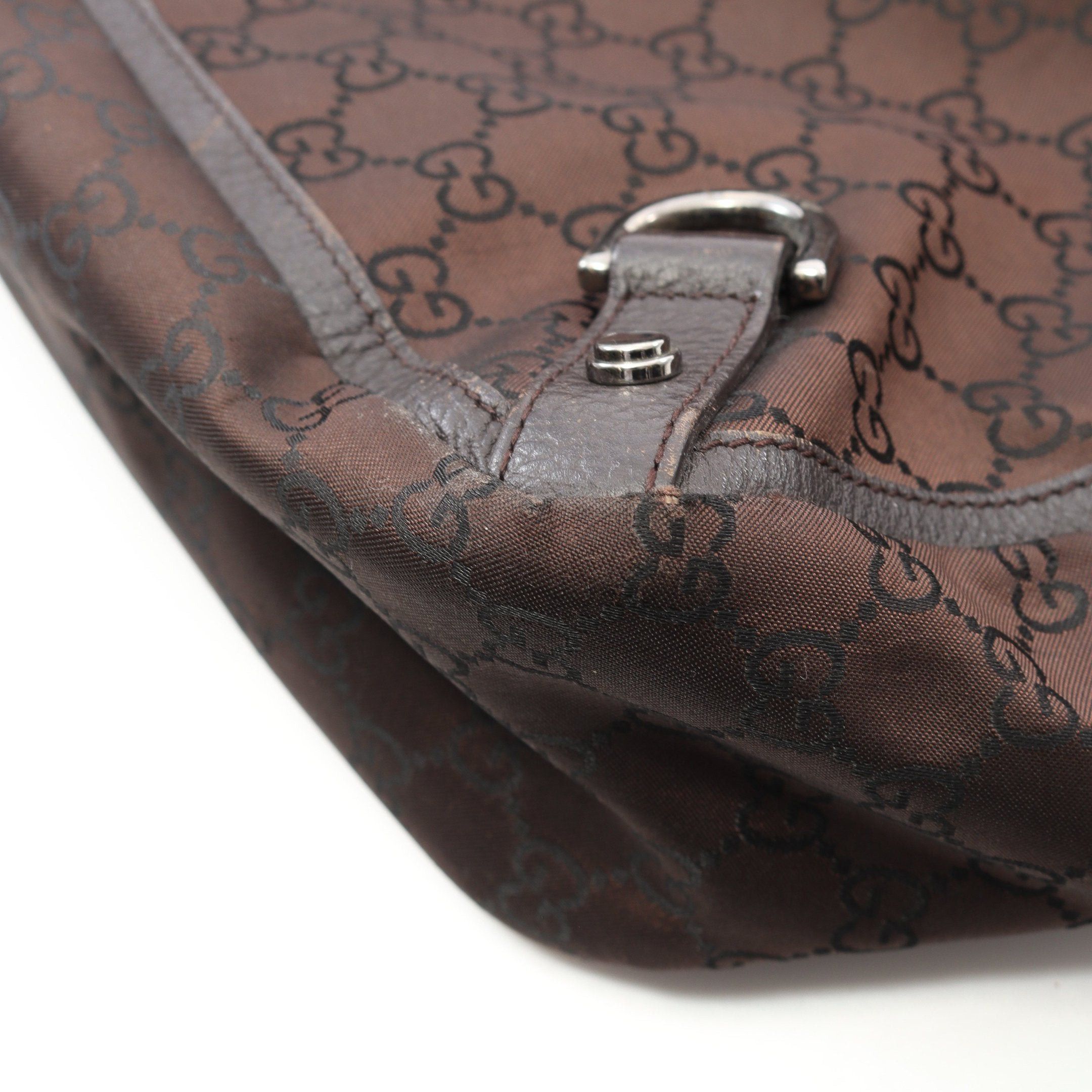 Gucci Gucci Abby Gg Pattern Handbag Tote Bag Nylon Leather Brown Dark Size ONE SIZE - 7 Thumbnail