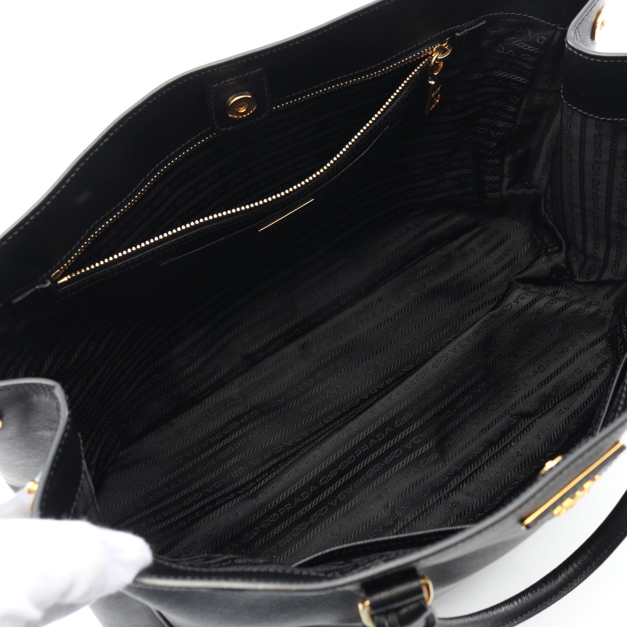 Prada Prada Saffiano Lux Galleria Handbag Tote Bag Leather Black Size ONE SIZE - 3 Thumbnail