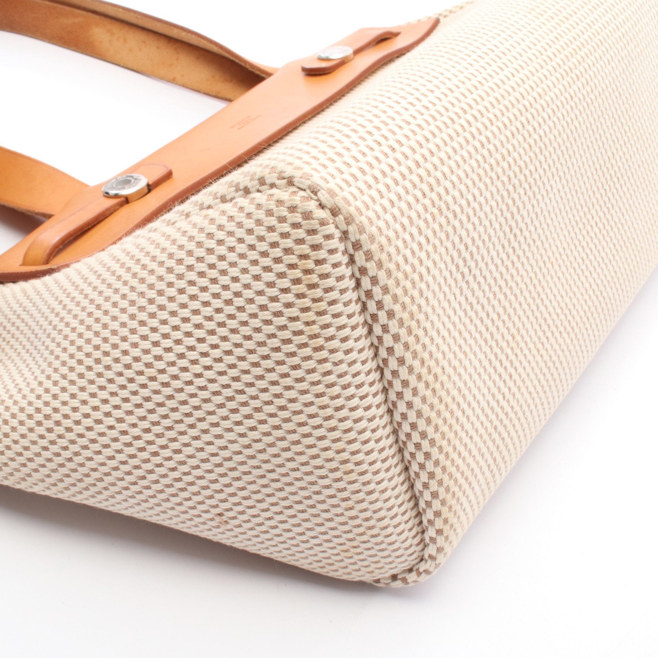 Hermes Hermes Herbag Bag Kabas Mm Shoulder Tote Toile Gm Leather Ivory Light Brown Silver Hardware □H Stamp Size ONE SIZE - 7 Thumbnail
