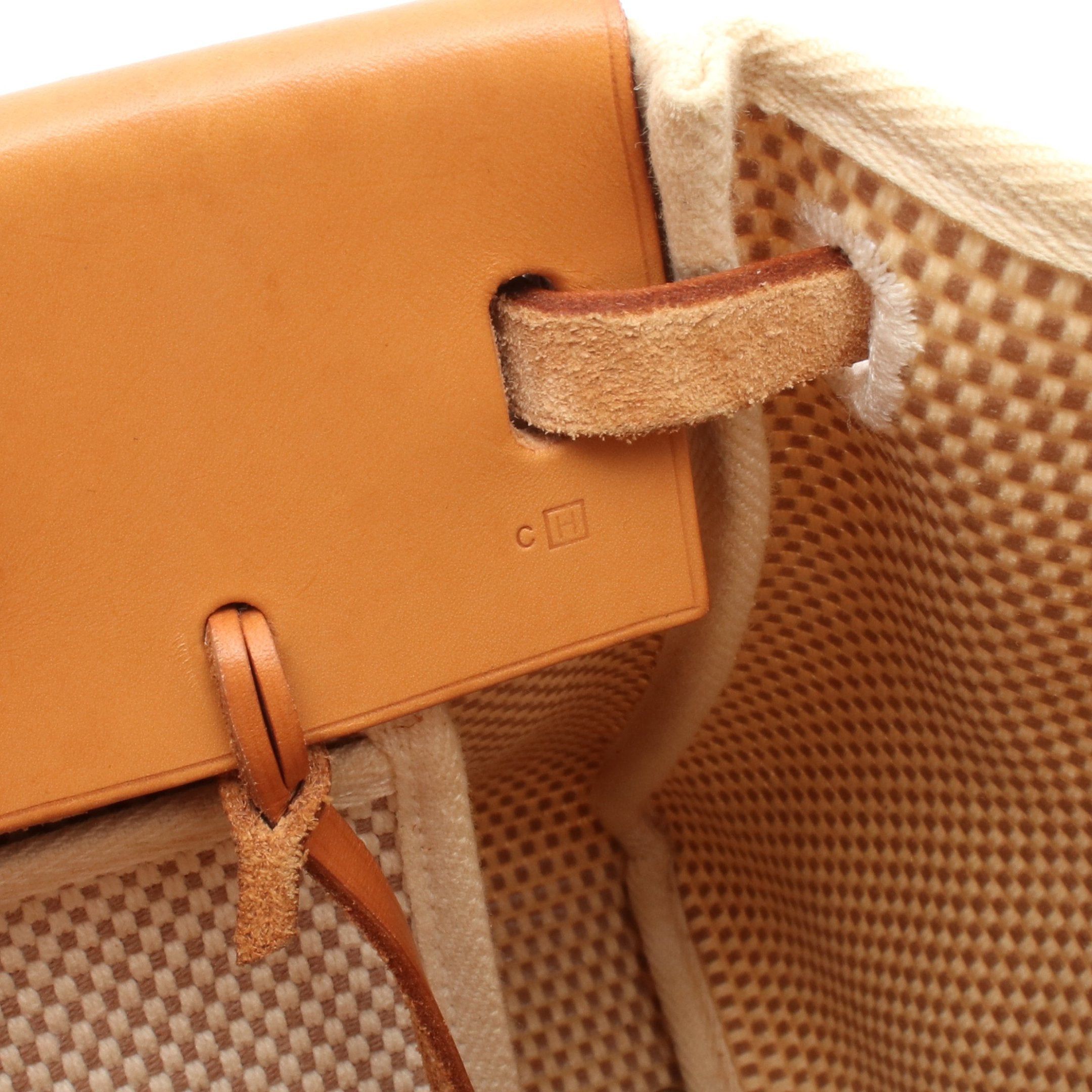 Hermes Hermes Herbag Bag Kabas Mm Shoulder Tote Toile Gm Leather Ivory Light Brown Silver Hardware □H Stamp Size ONE SIZE - 5 Thumbnail